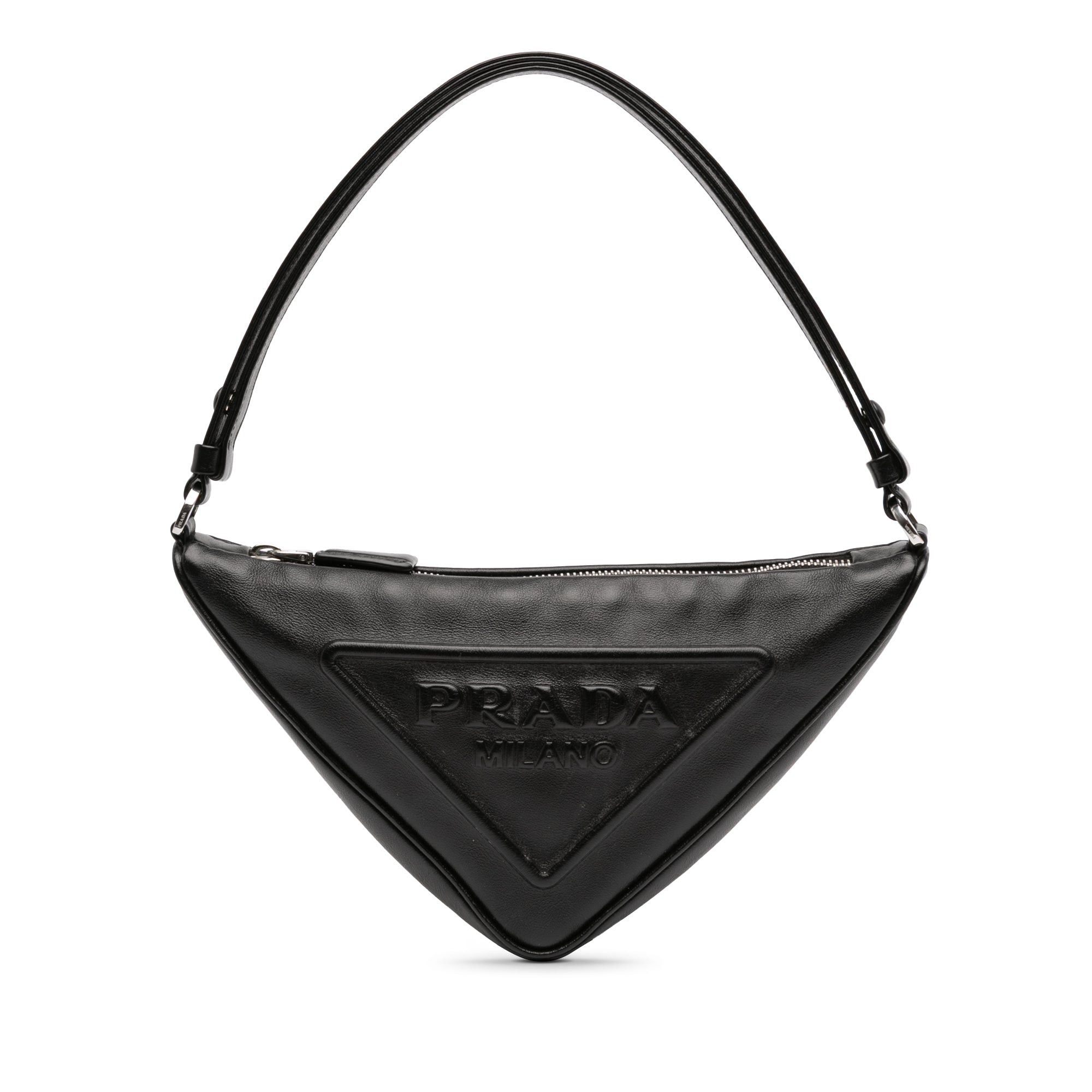 Prada Grace Lux Triangle Satchel in Black, Women's