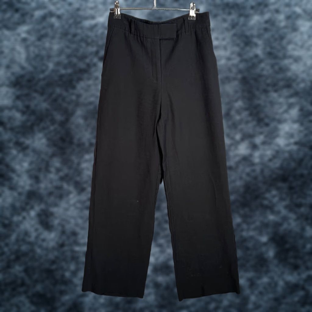 Mango Mango Womens Black Wide-Leg Trousers Viscose Blend Pants Size 2 Size 26" / US 2 / IT 38 - 1 Thumbnail