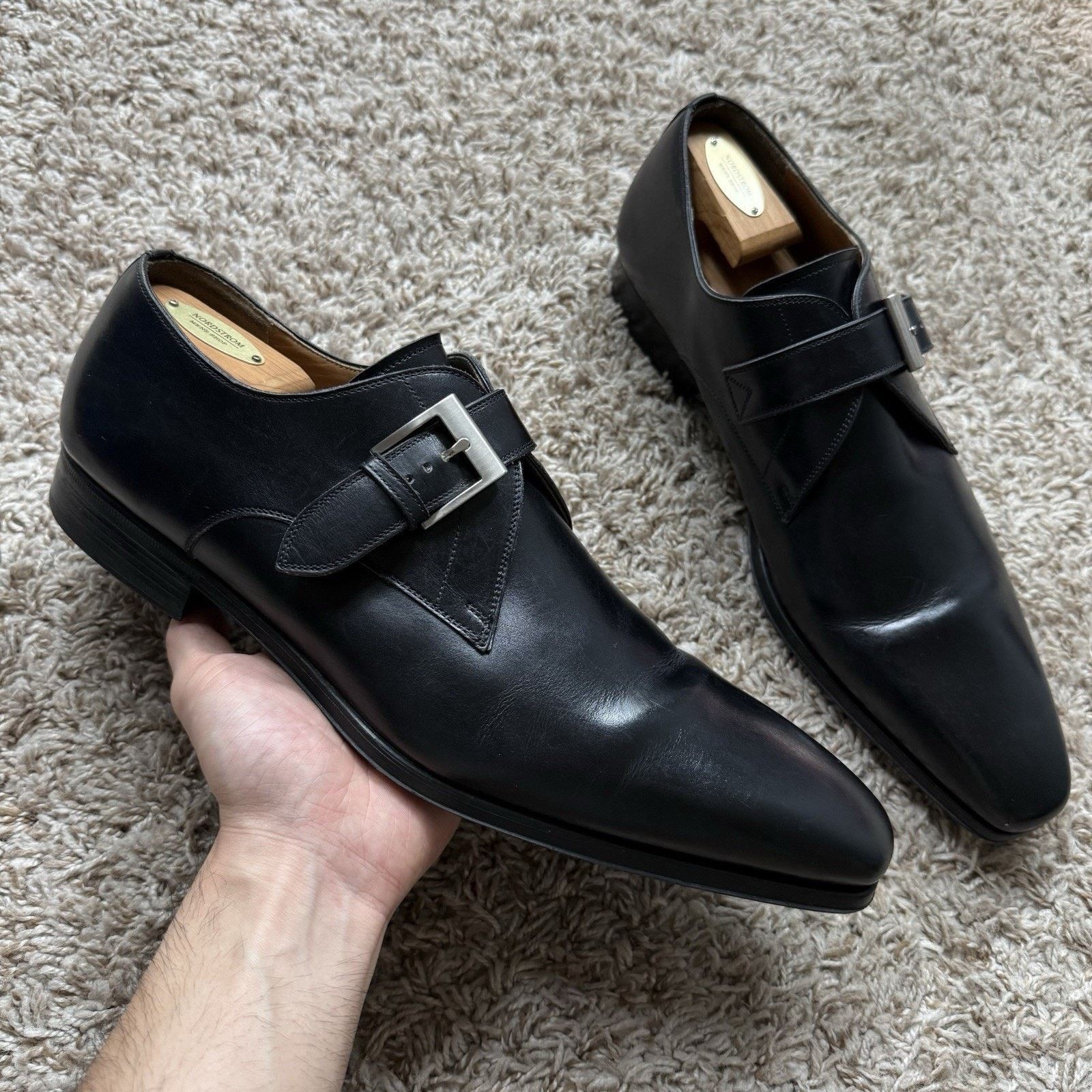 Magnanni Magnanni Marco II Single Monk Strap Black Leather Dress Shoe Size US 13 / EU 46 - 4 Thumbnail