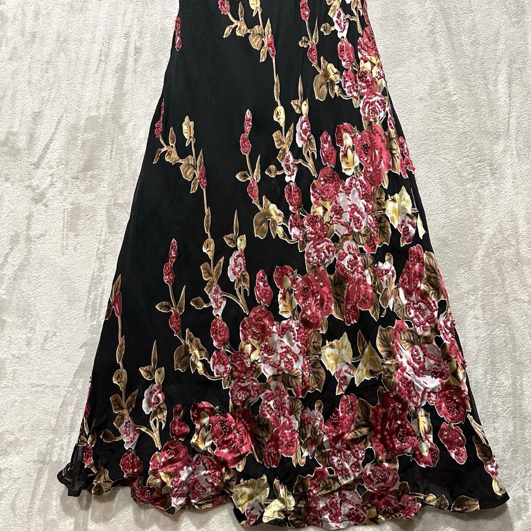 Vintage Sue Wong Nocturne Gown Womens 10 Silk Blend Intricate Floral Beads & Sequins Maxi Dress Long Ruffle Beaded Sequin VINTAGE خ Size L / US 10 / IT 46 - 7 Thumbnail