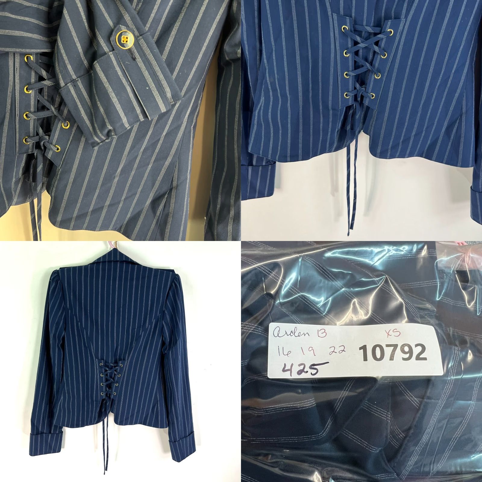 Vintage VINTAGE Arden B Striped Corset Single Breasted Blazer Womens XS Blue Size XS / US 0-2 / IT 36-38 - 8 Thumbnail