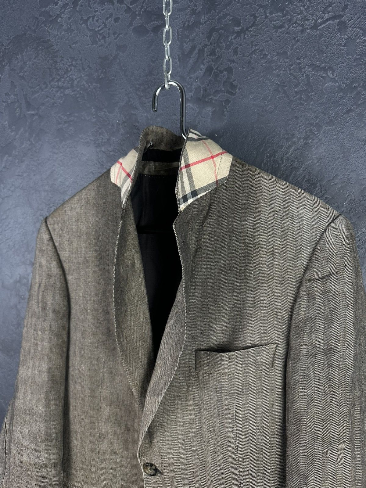 Burberry × Vintage Vintage Burberry London Men's Lino Blazer Jacket Two Button Size 48R - 4 Thumbnail