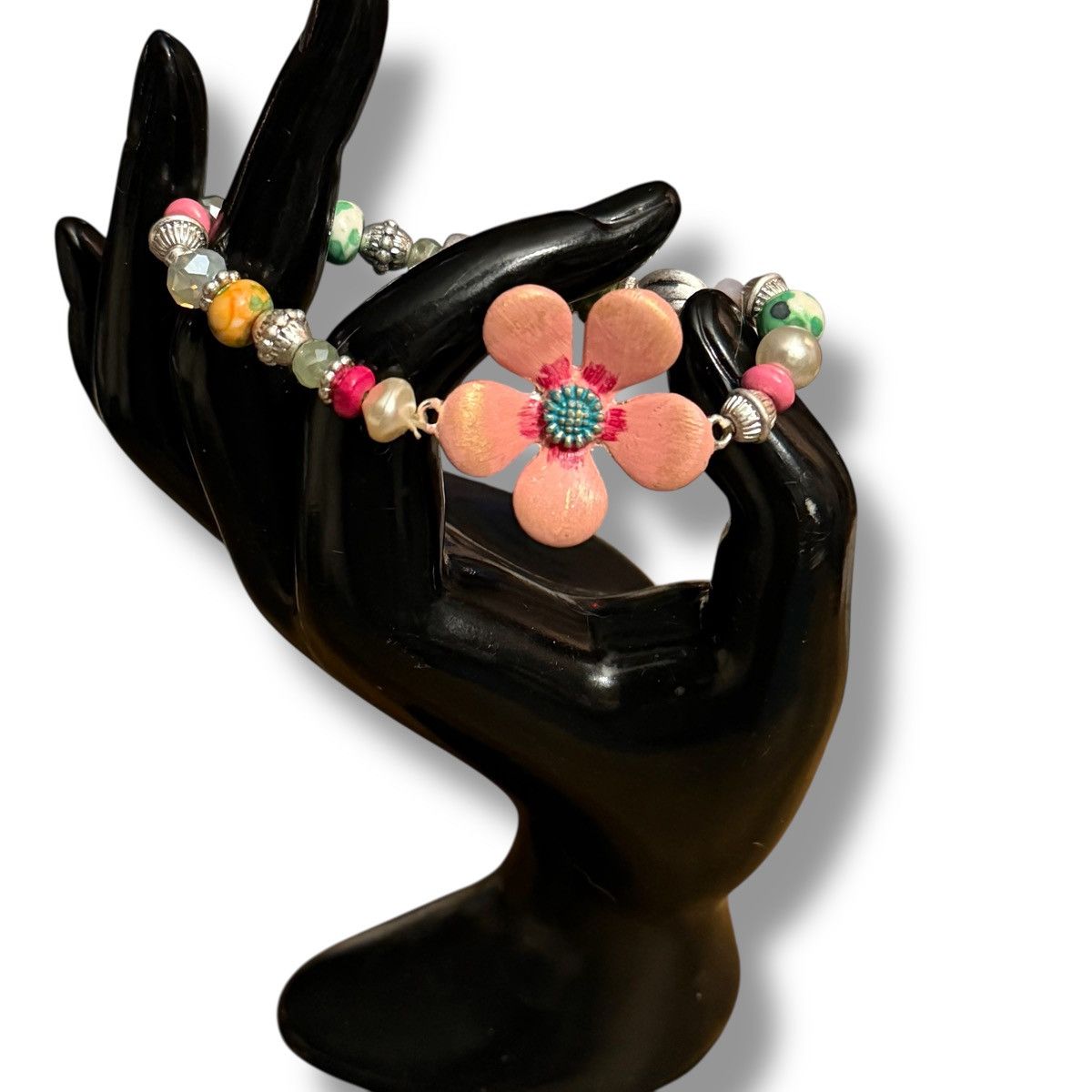 Other Pink flower multicolor bead stretch bracelet Size ONE SIZE - 2 Thumbnail