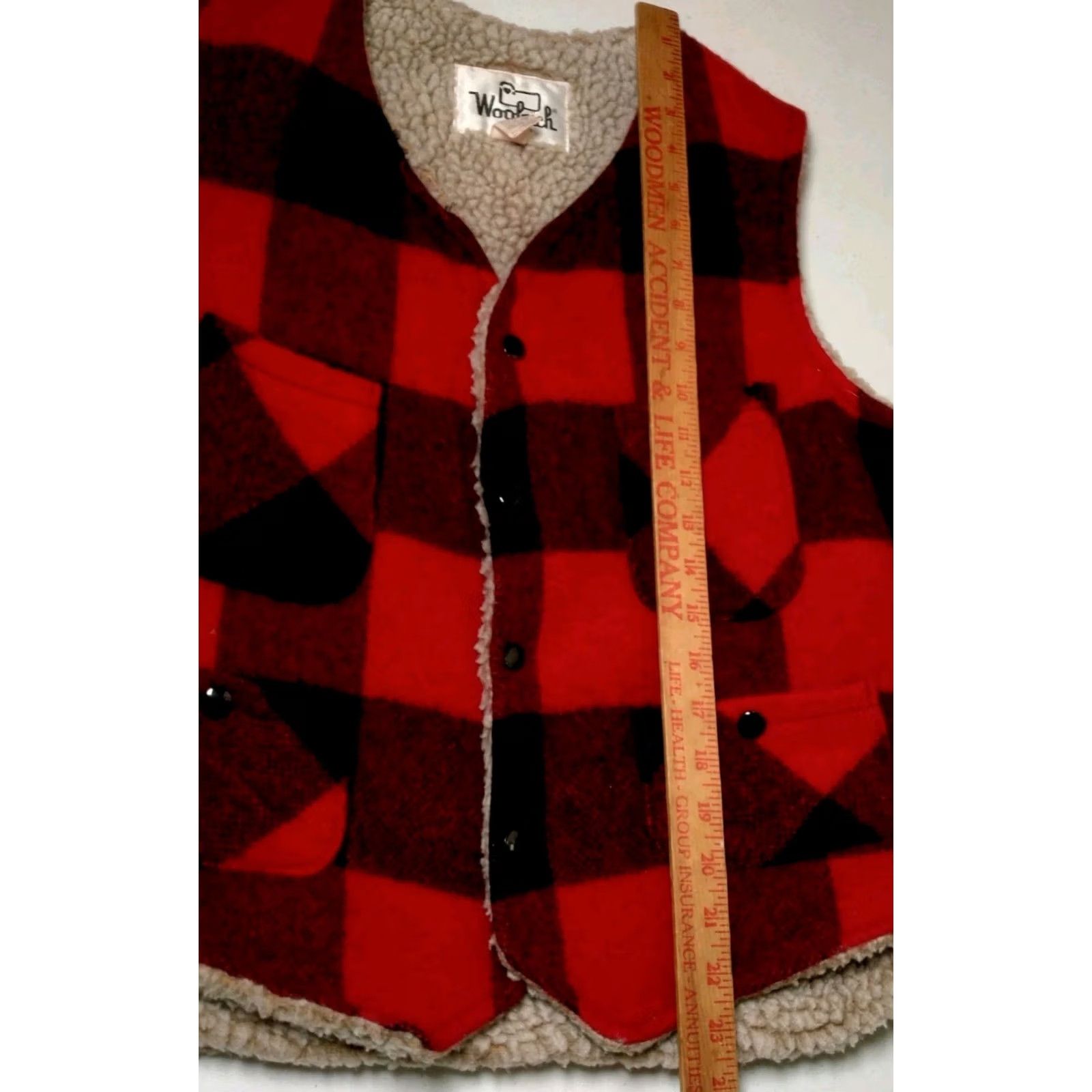 Vintage VINTAGE Woolrich Vest Medium Red Wool Blend Buffalo Plaid Snap Sherpa Lined Work Men M Red Buffalo Plaid Woolrich Vest Size US M / EU 48-50 / 2 - 7 Thumbnail