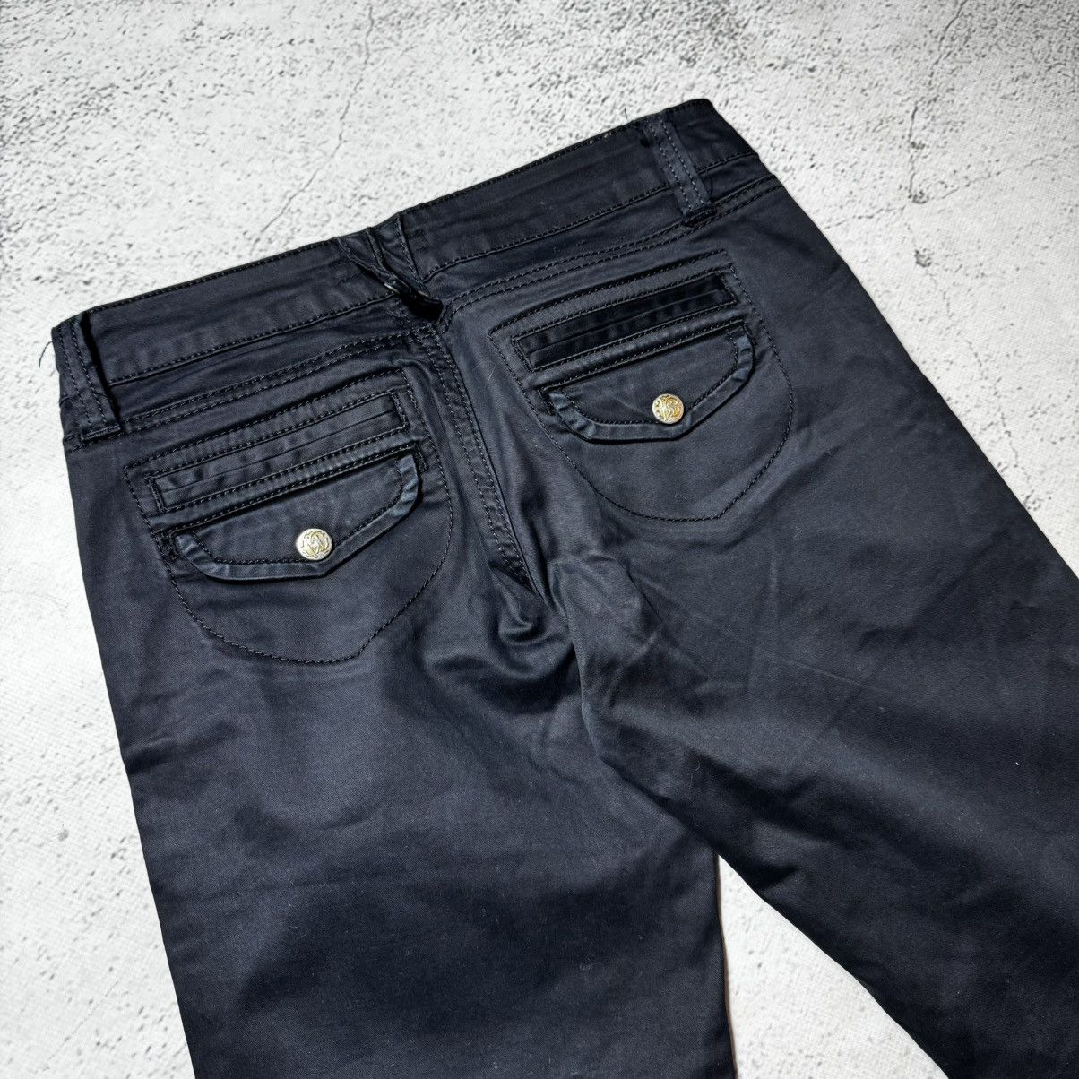 Roberto Cavalli vintage y2k roberto cavalli flared jeans washed black Size 31" - 13 Thumbnail