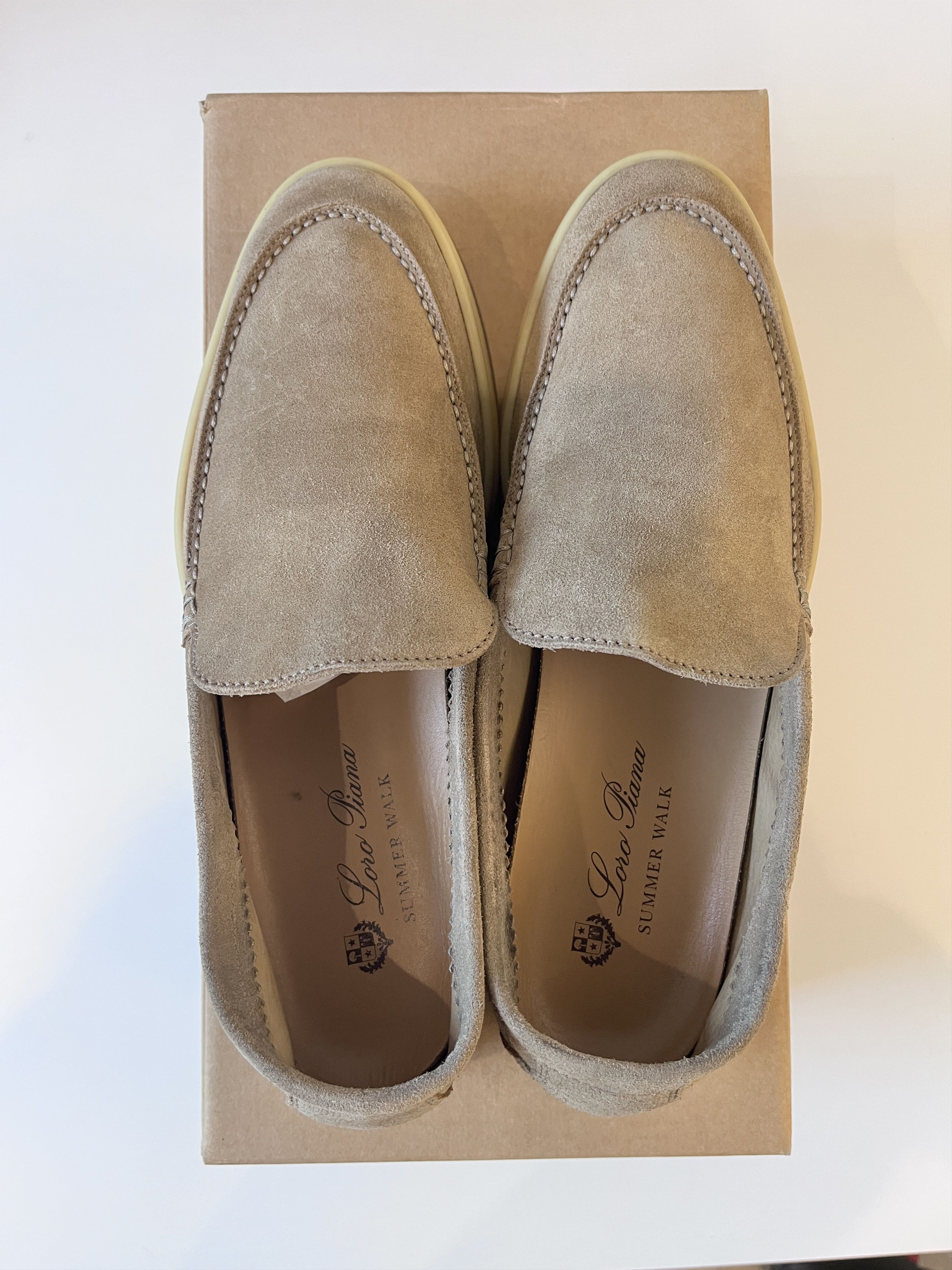 Loro Piana Summer Walk Suede Loafers / Beige