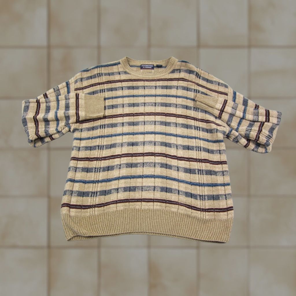 Roundtree & Yorke VINTAGE Roundtree & Yorke Sweater Mens XL Brown Striped Knit Crew Neck Pullover 90s Size US XL / EU 56 / 4 - 1 Thumbnail