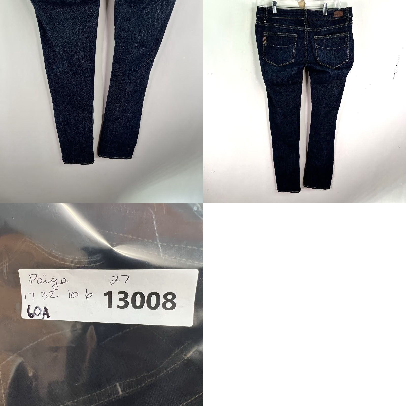 Paige Paige Skinny Jeans Denim Blue 34 Inseam 32 Regular Fit Women's Size 27 5-Pocket Stretch Mid Rise Vintage No Size 27" / US 4 / IT 40 - 8 Thumbnail