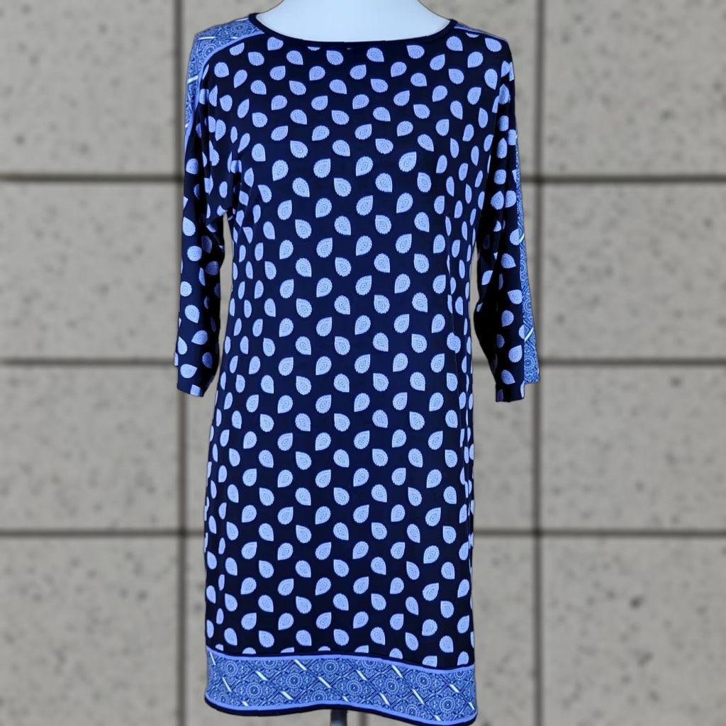 Michael Kors Michael Kors Womens Blouson Dress 3/4 Sleeve Blue XS Paisley Dress, Knee Length, Pullover, Casual, Polyester Elastane, Boat Neck, Regular Size Size XS / US 0-2 / IT 36-38 - 1 Thumbnail