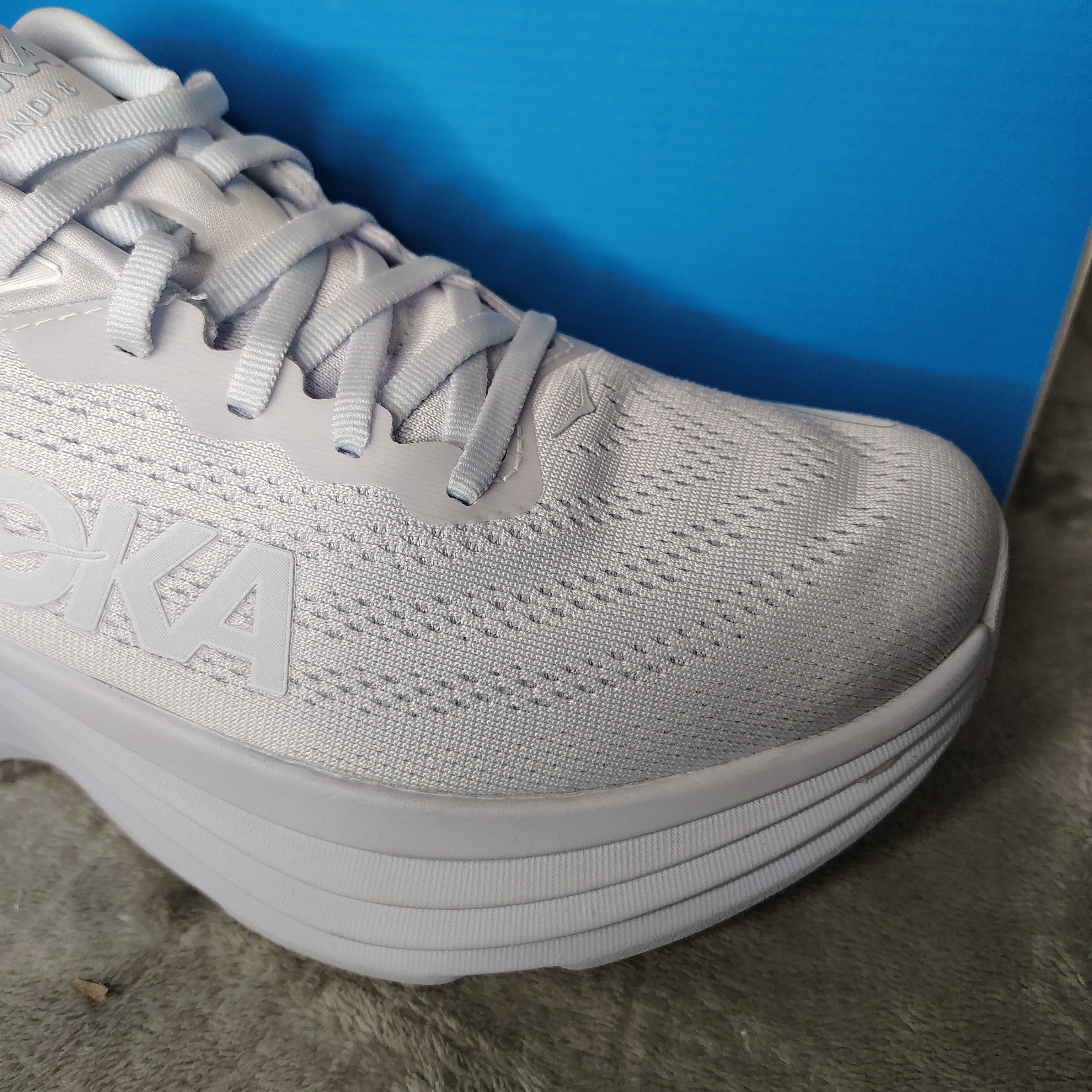 Hoka HOKA Bondi 8 Shoes Womens 10B White Cushioned Road Running Size US 10 / IT 40 - 3 Thumbnail