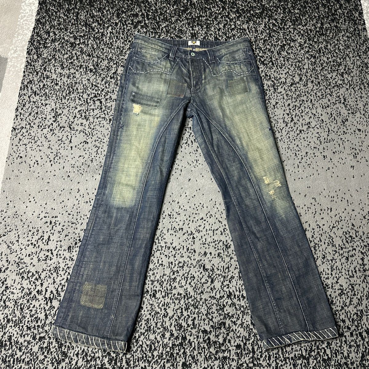 Image of If Six Was Nine x Le Grande Bleu L G B Antik Patchwork Distressed Mudwash Denims in Blue (Size 33)