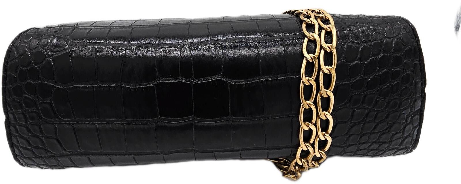 Genetic Manipulation Shinichiro Kuriya Elegant Black Crocodile Pattern Leather Handbag with Strap Size ONE SIZE - 5 Thumbnail