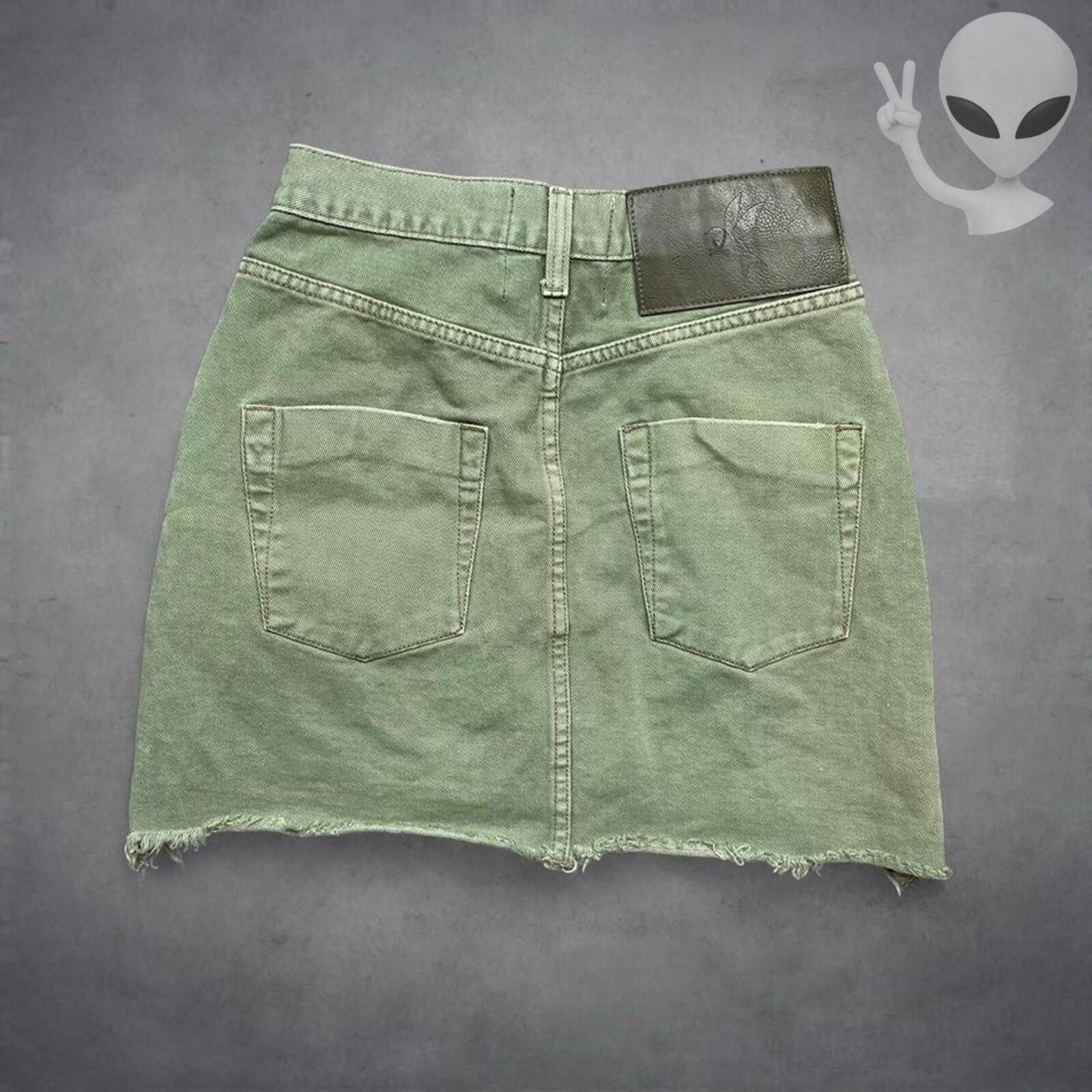 One Teaspoon One Teaspoon Viper Skirt 24 Super Khaki Mini Denim Size 42" / US 20 - 6 Thumbnail