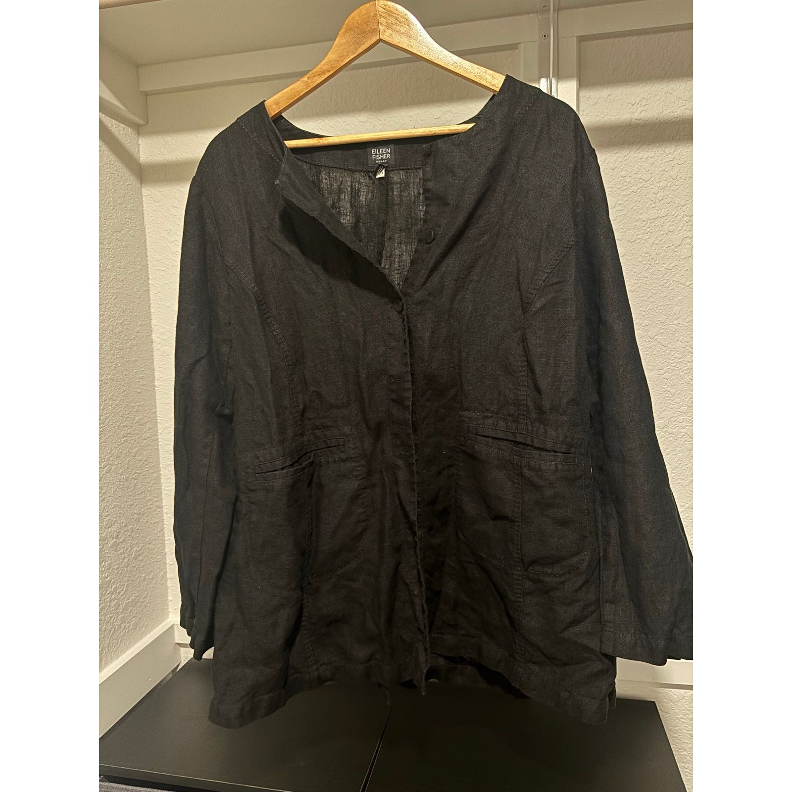 Eileen Fisher NWOT Eileen Fisher Irish linen black button down sz 1X Size XXL / US 16-18 / IT 52-54 - 1 Thumbnail