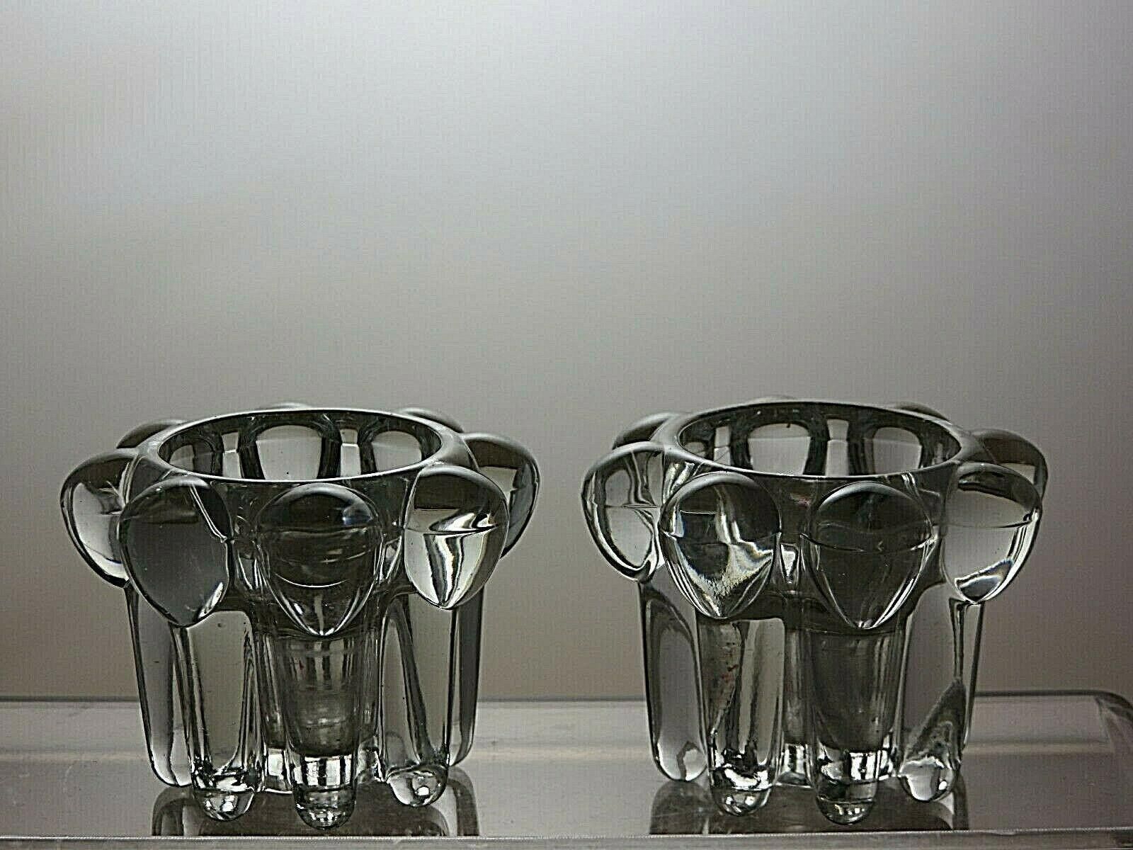 The Unbranded Brand Vintage Glass Set Of 2 Candle Holders 2 1/4" Size ONE SIZE - 3 Thumbnail