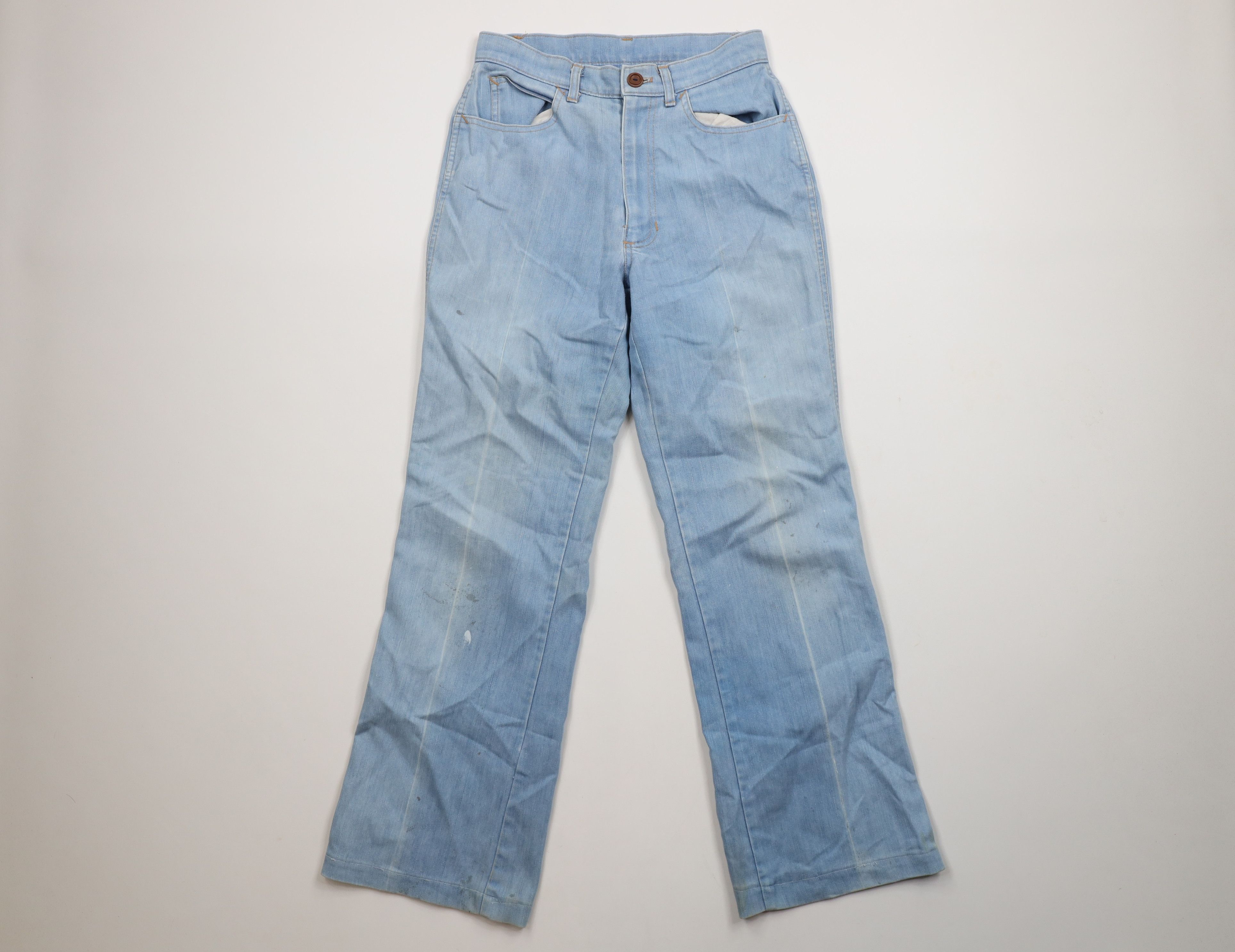 Vintage Vintage 70s Streetwear Flared Wide Leg Denim Jeans Blue USA Size 27" / US 4 / IT 40 - 1 Thumbnail
