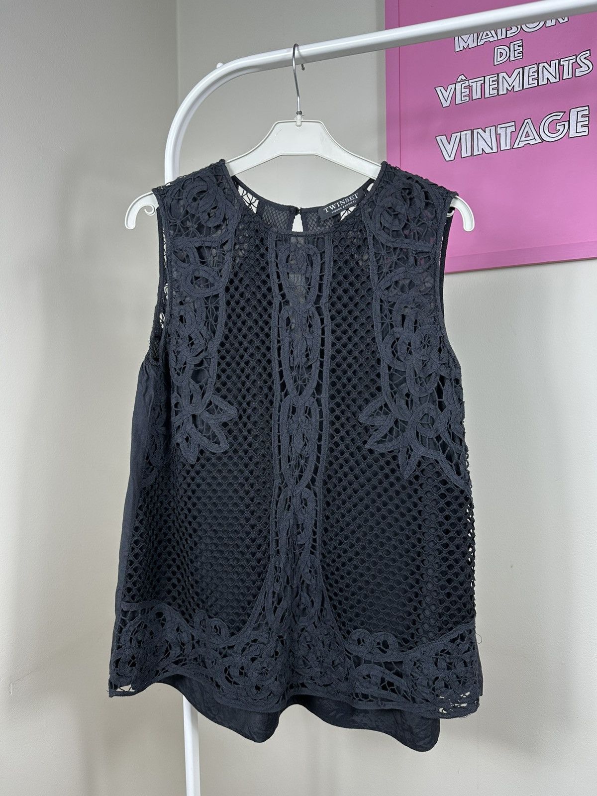 TWINSET Twinset Tank Top Lace Macrame Crochet Size S / US 4 / IT 40 - 2 Thumbnail