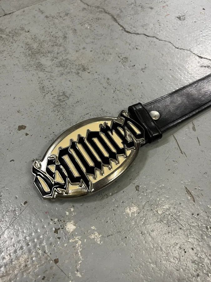 Dsquared2 Dsquared2 Metal Logo Gothic Buckle Black Leather Belt Size ONE SIZE - 6 Thumbnail