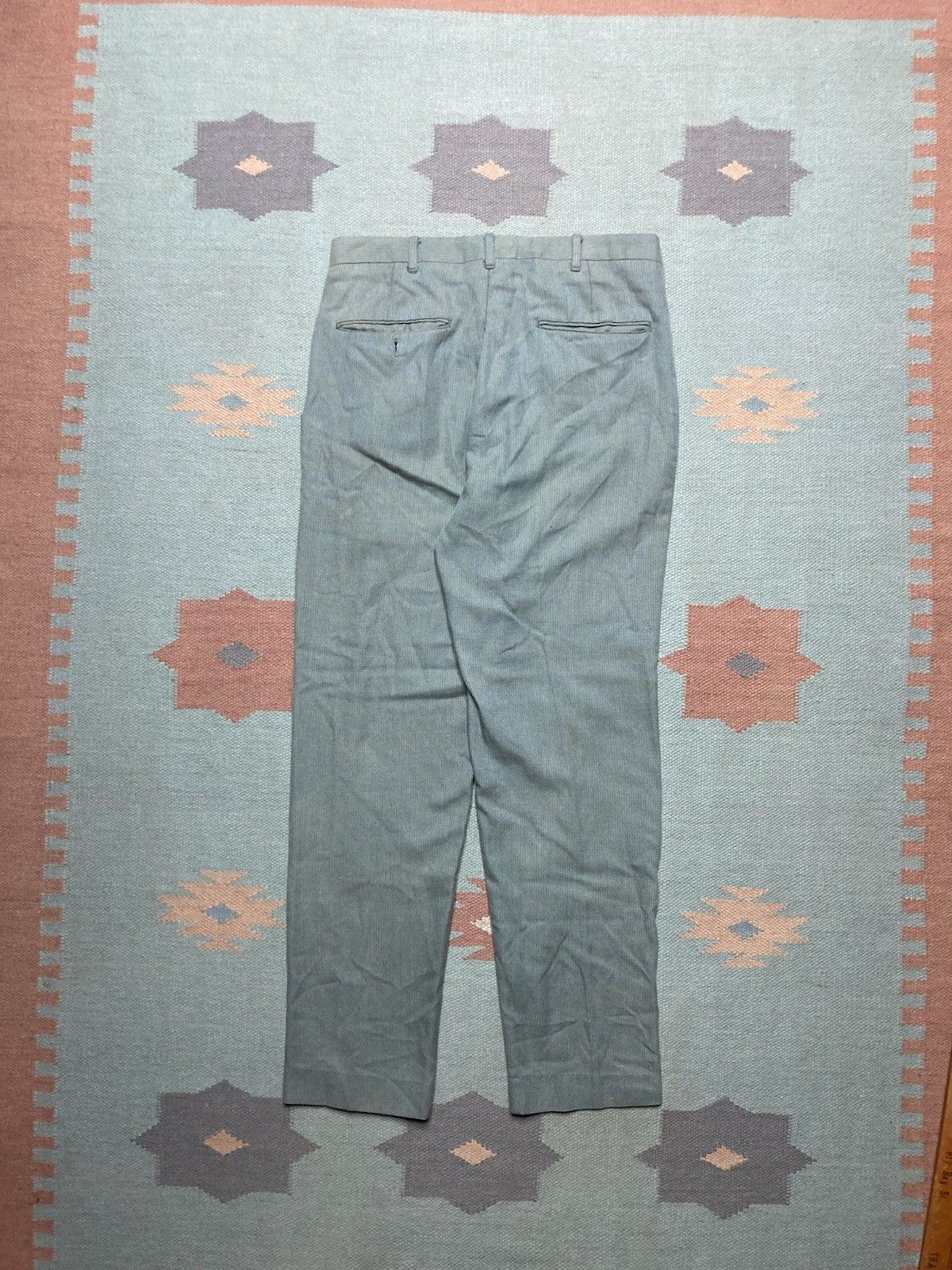 Vintage 1960s checkered striped pants tapered poly cotton 30x29 Size US 30 / EU 46 - 7 Thumbnail