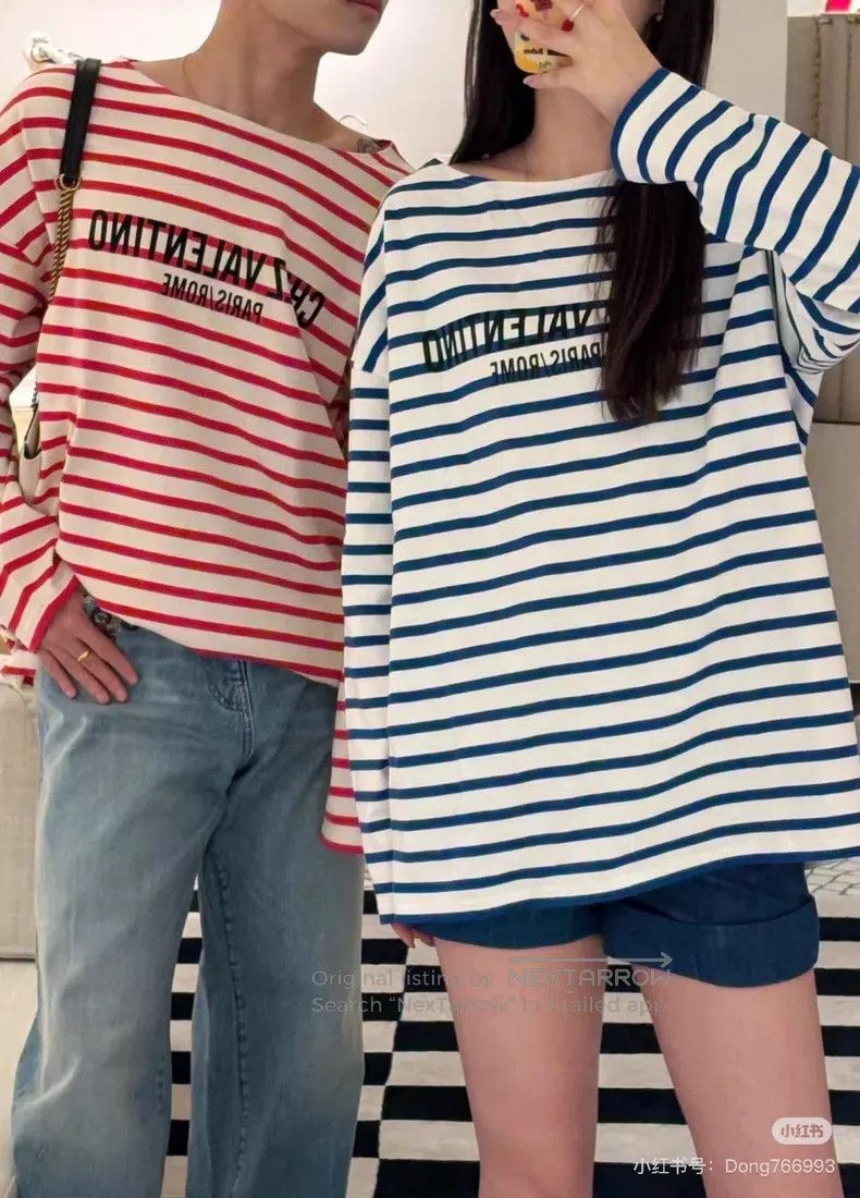 Valentino Valentino Blue and white striped long sleeves Size L / US 10 / IT 46 - 6 Thumbnail
