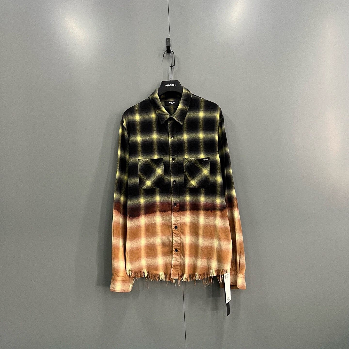 amiri gradient checkered pocket shirt