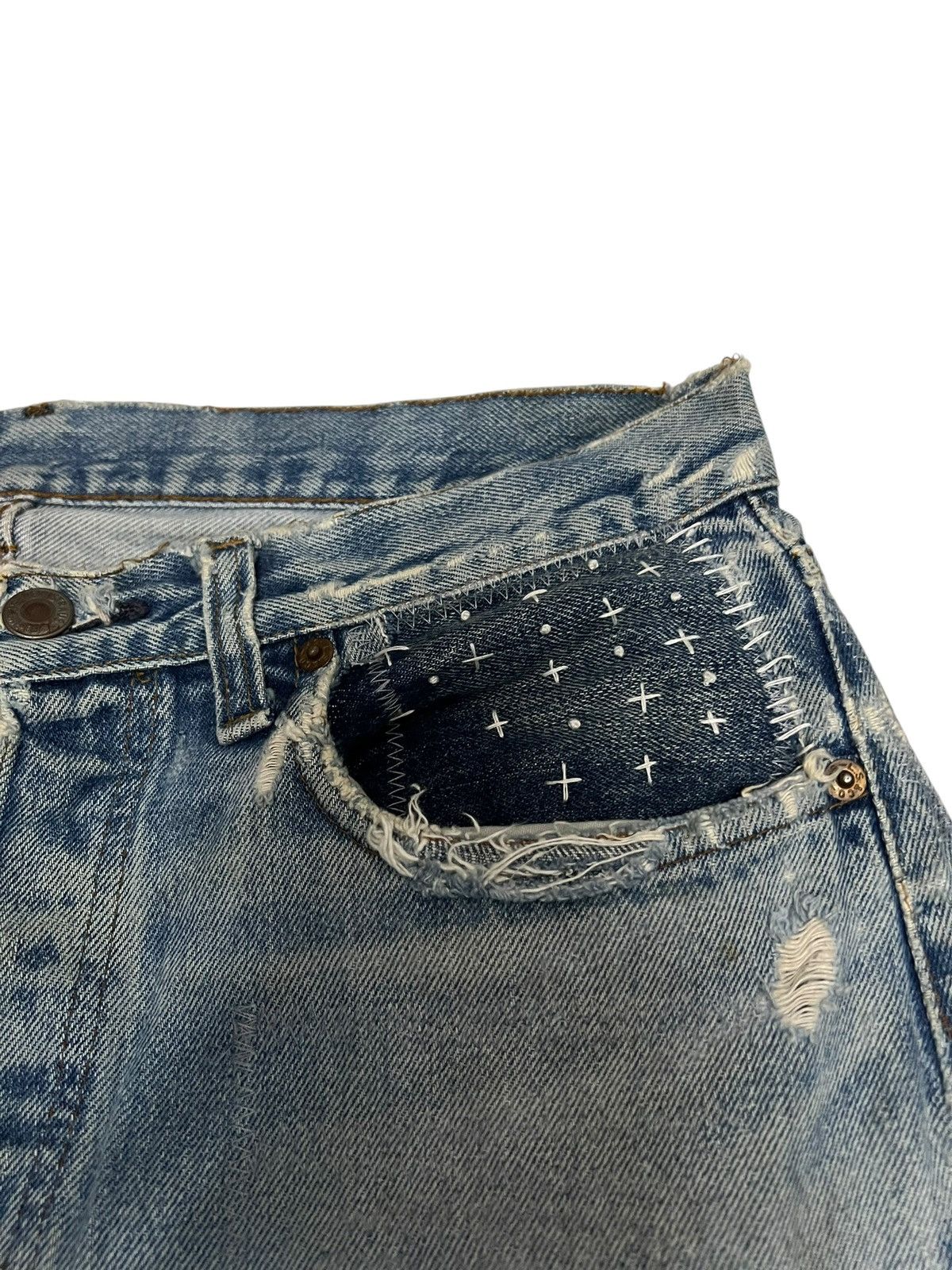 Levi's Reconstruc💥Vintage 70’Levis 501 Rindem Selvedge Sashiko Boro Size US 32 / EU 48 - 10 Thumbnail
