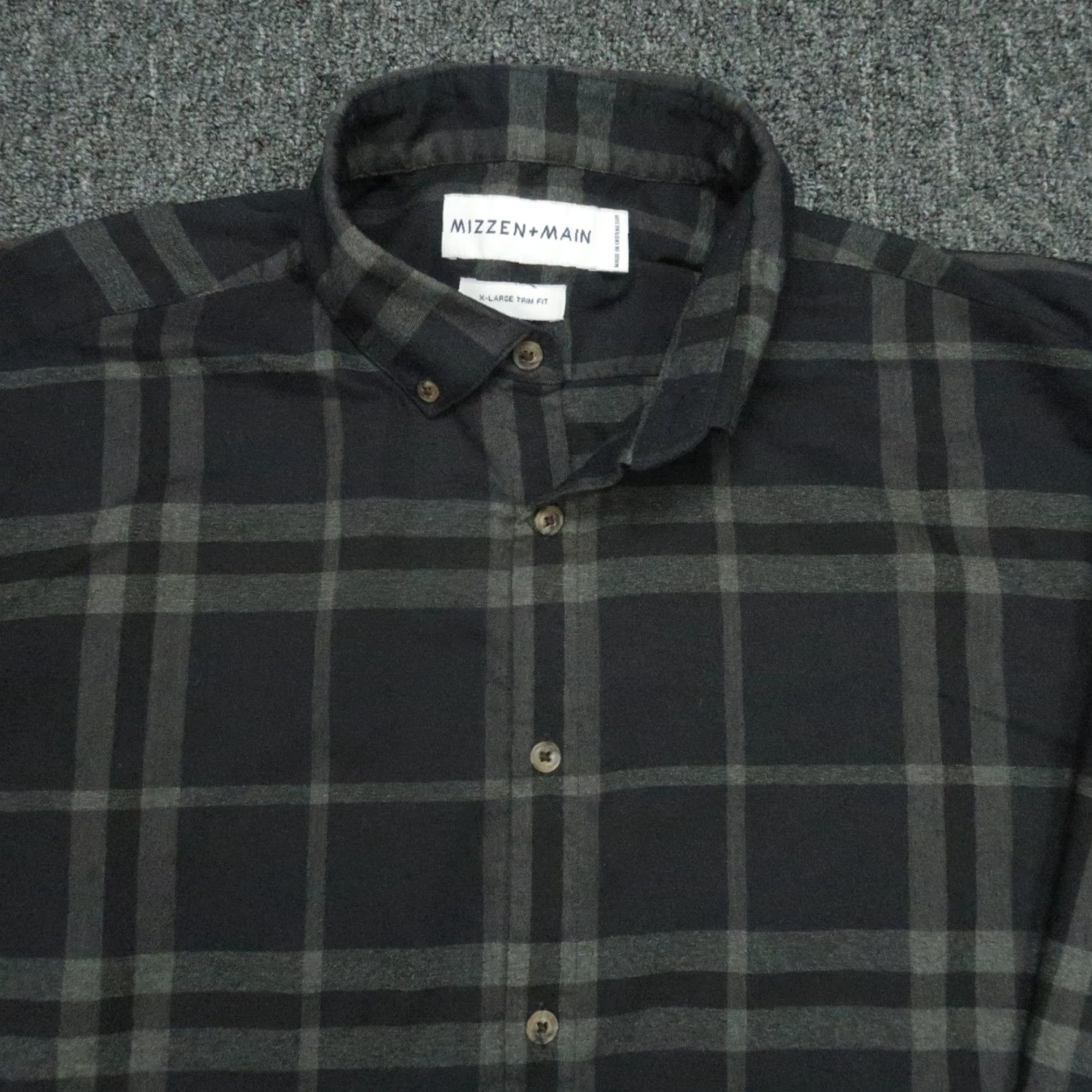 Mizzen+Main Mizzen+Main Shirt Men XL Gray Plaid Lightweight Flannel Button-Down Collar, Regular Fit, Long Sleeve, Button, Polyester Spandex Visco… Size US XL / EU 56 / 4 - 2 Thumbnail