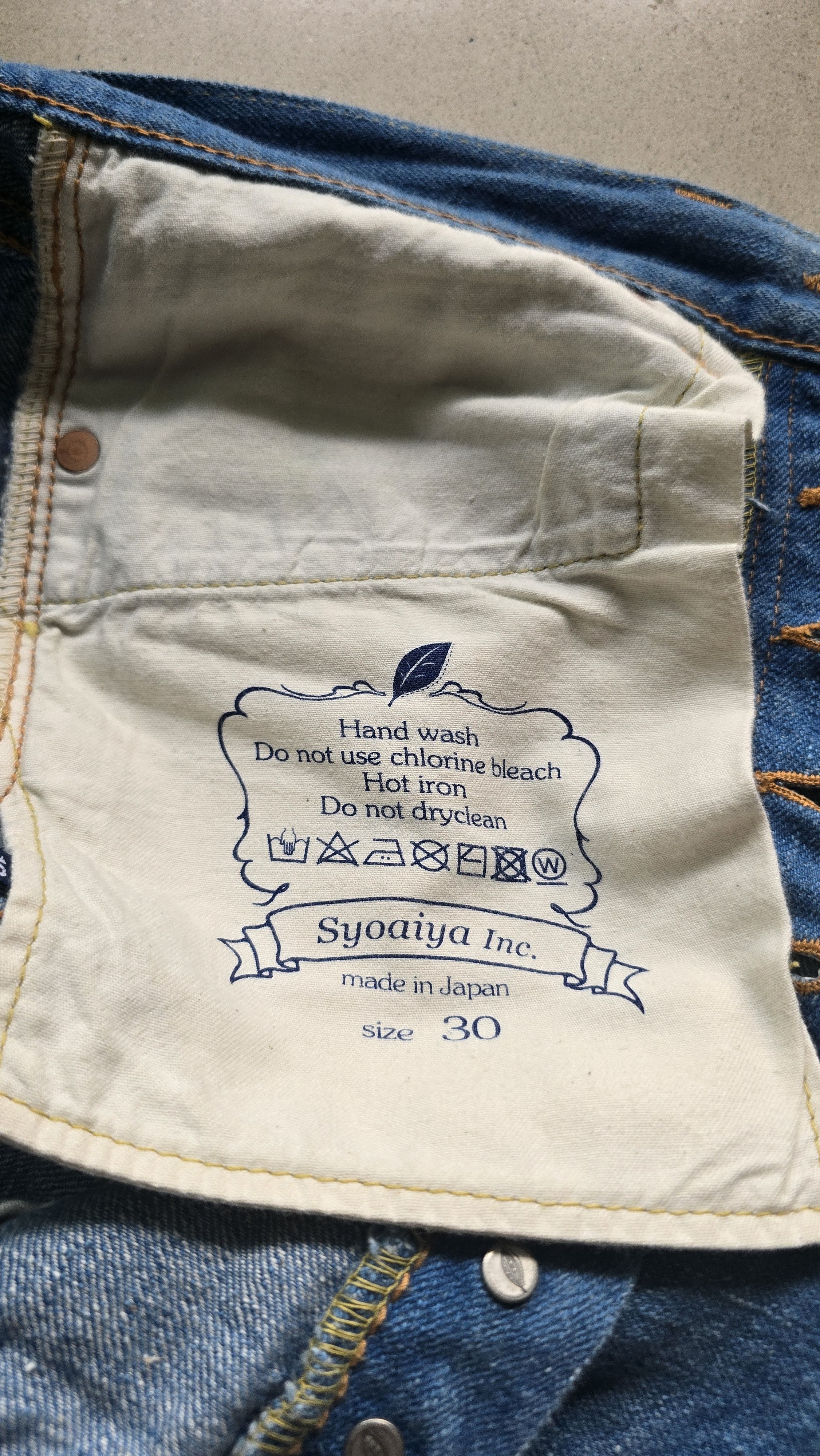 Pure Blue Japan 14oz Greencast Slubby Indigo Denim - Relaxed Taper Fit Size US 30 / EU 46 - 8 Thumbnail