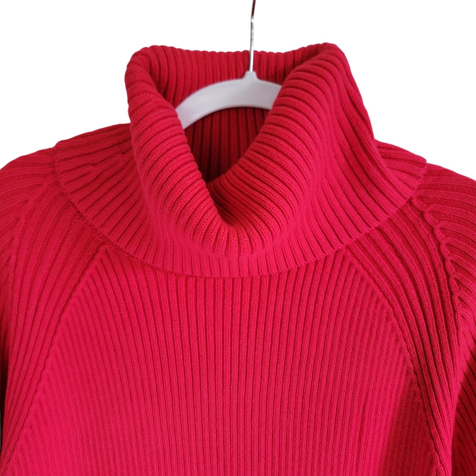 French Connection Red Ribbed Knit Turtleneck Sweater Dress Size Large Size L / US 10 / IT 46 - 4 Thumbnail