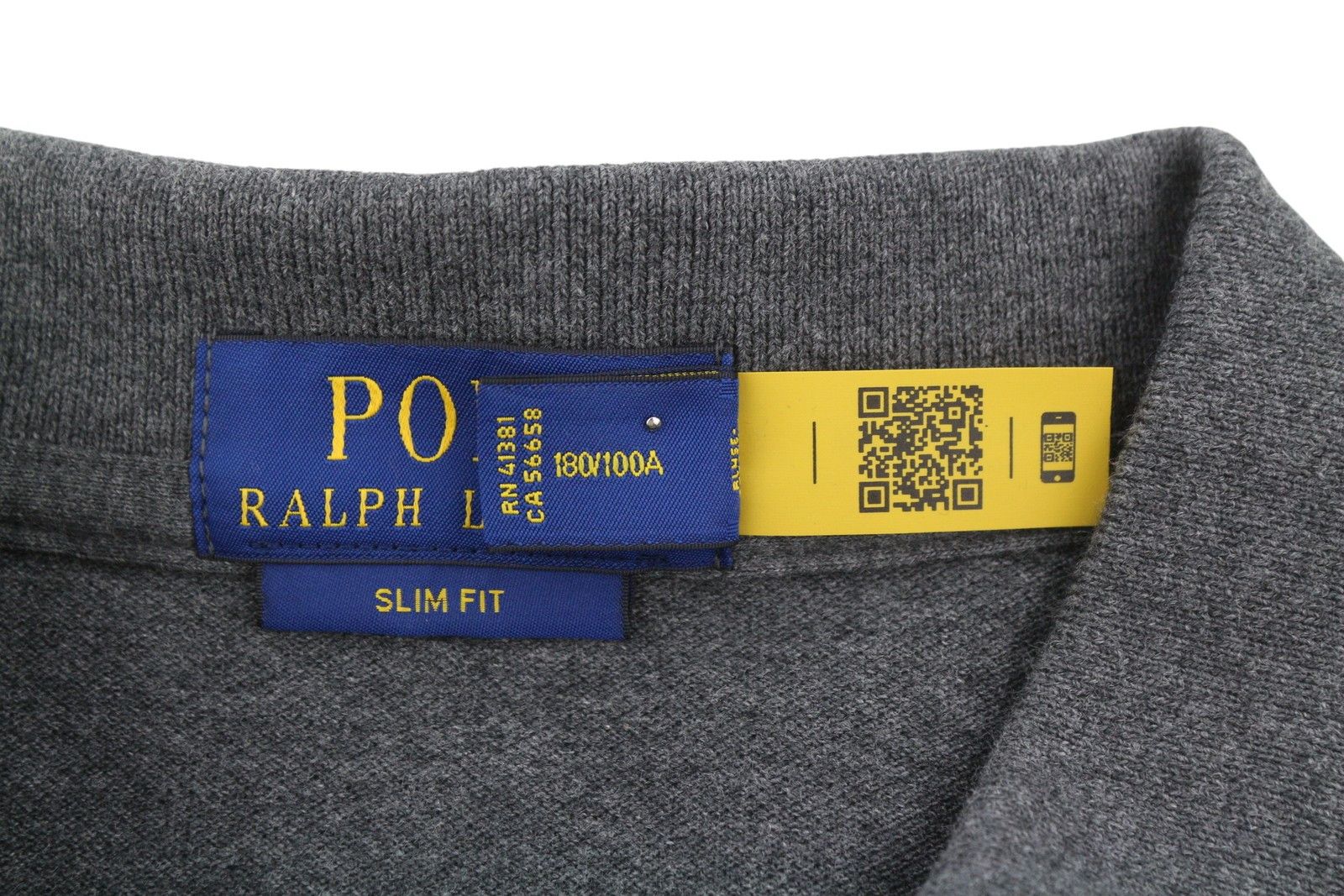 Ralph Lauren SLIM FIT L Dark Grey Melange Cotton Logo 87889 Size US L / EU 52-54 / 3 - 8 Thumbnail