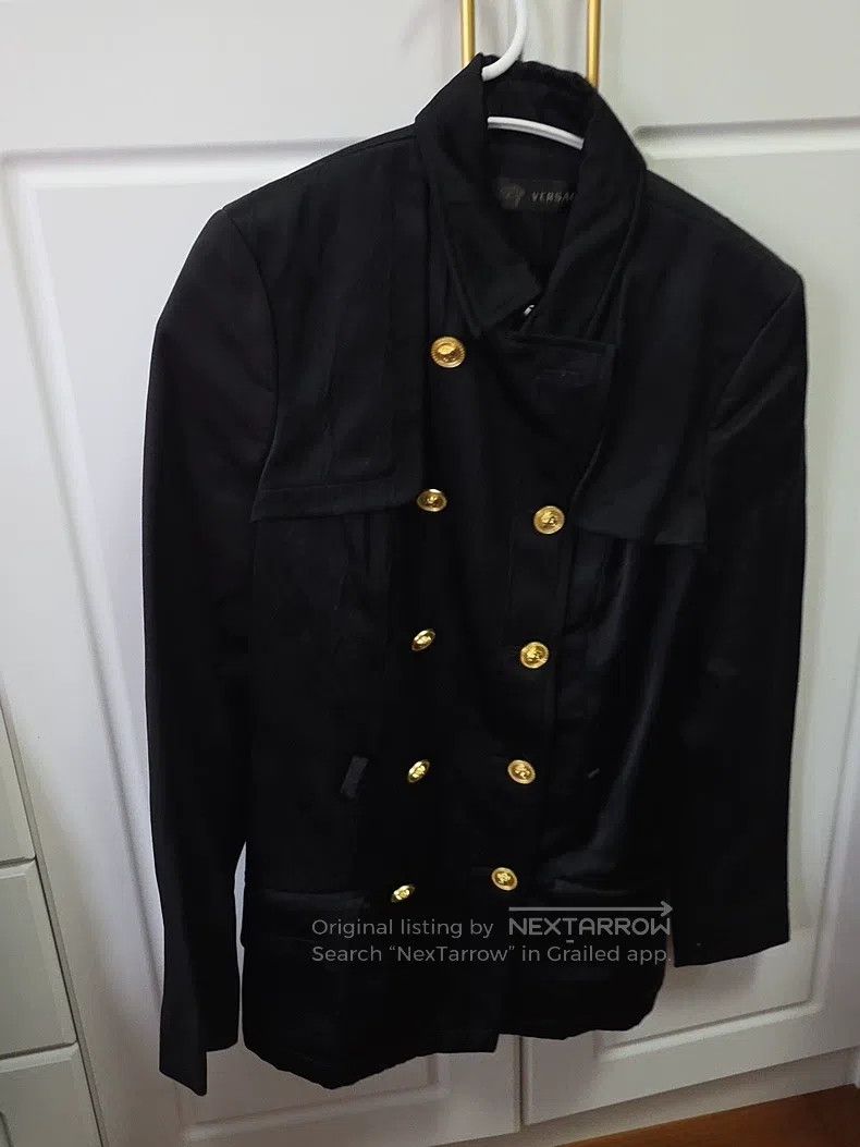 Versace Versace Black double-breasted coat Size US XXS / EU 40 - 1 Thumbnail