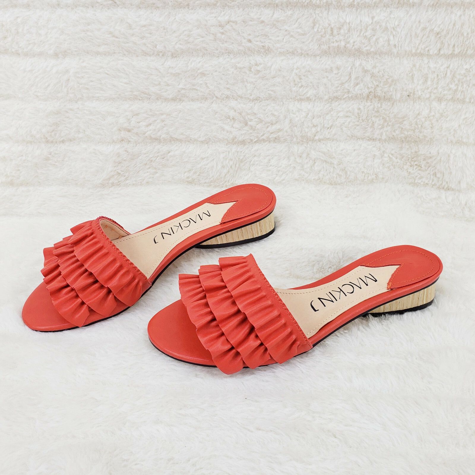 Other Mac J Orange Ruffle Wave Slip On Flats Mules Clog Slipper S Size US 7.5 / IT 37.5 - 6 Thumbnail