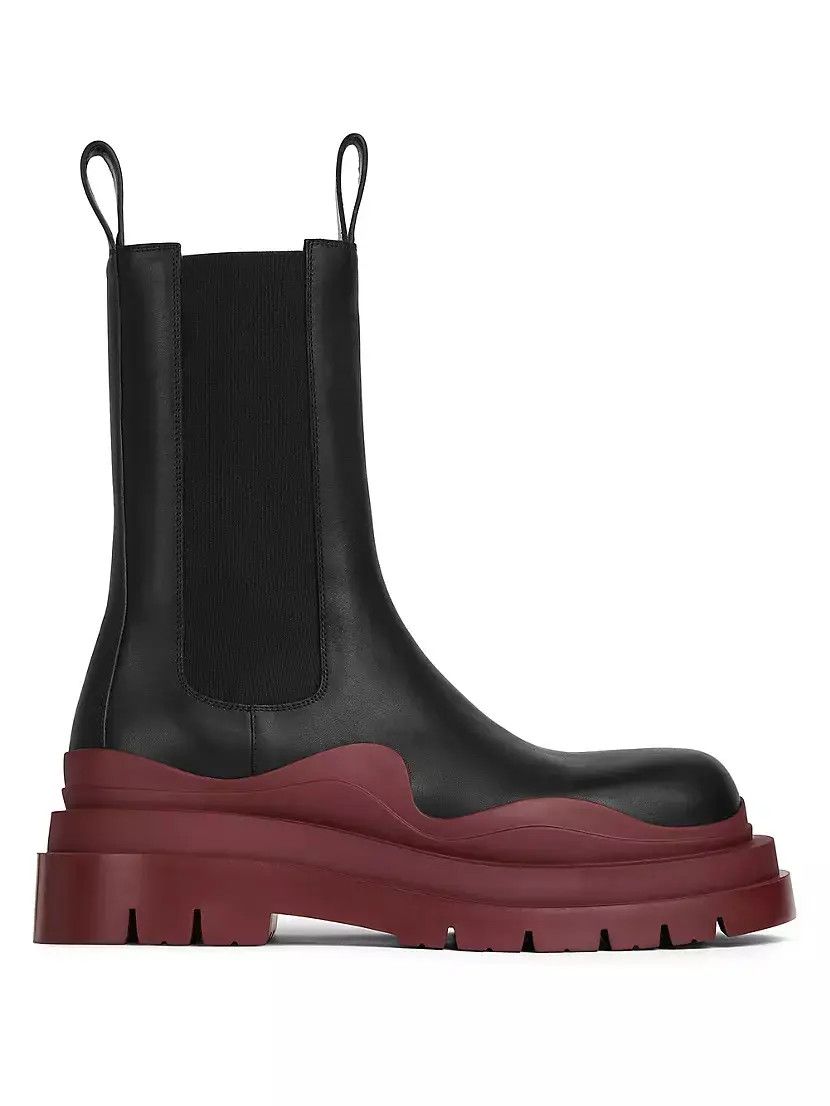 Bottega Veneta o1bcso1str0425 Tire Chelsea Boots in Black/Maroon Size US 9 / IT 39 - 1 Thumbnail