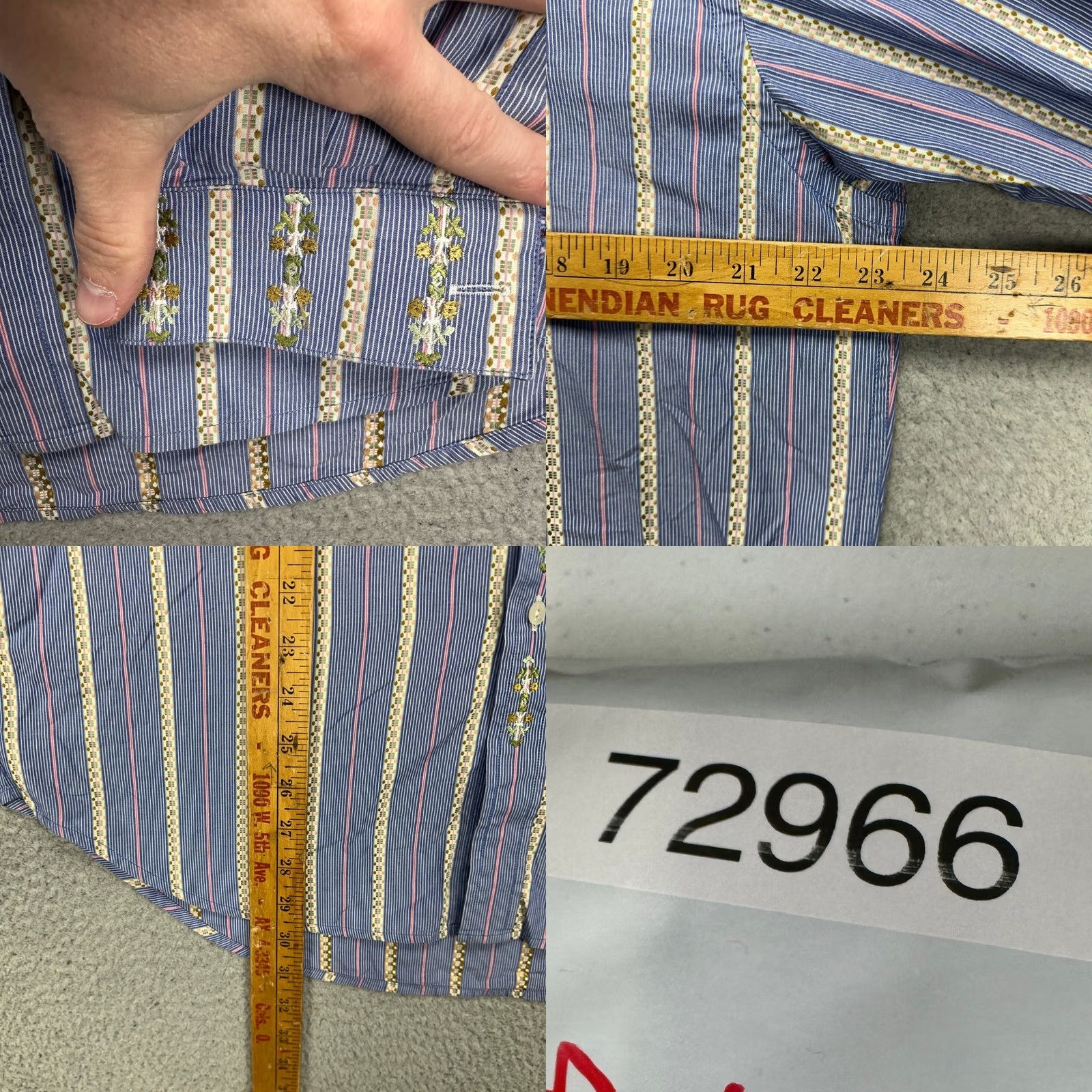 Robert Graham Robert Graham Shirt Men Button-Up Large Blue Stripe Slit Cuff Embroidered Casual Size US L / EU 52-54 / 3 - 8 Thumbnail