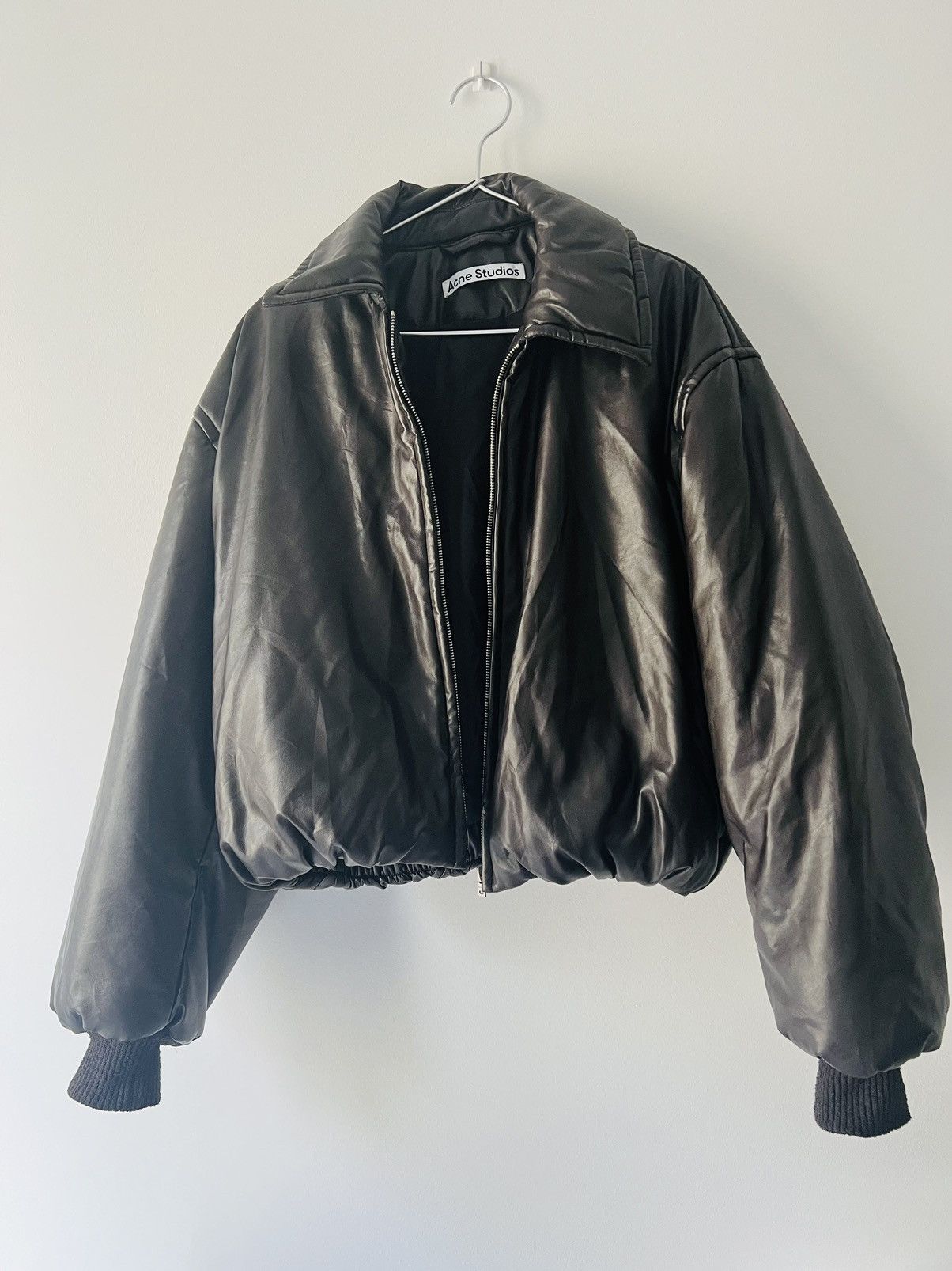 image of Acne Studios Cropped Bomber in Dark Chocolate, Women's (Size Small)