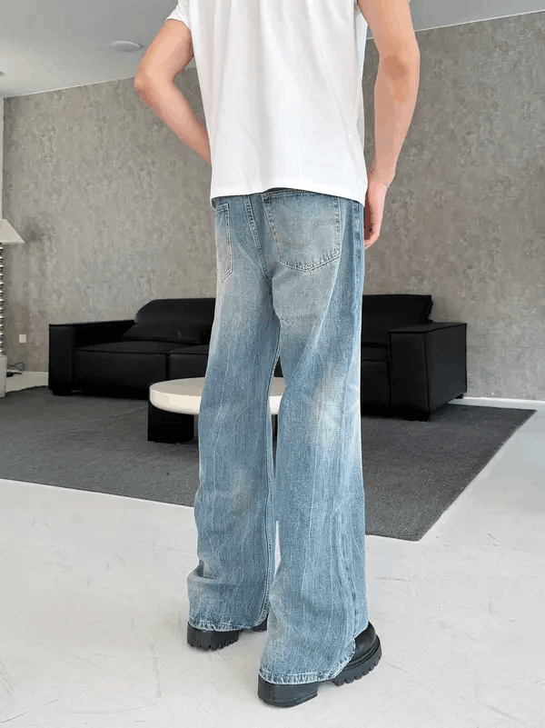 Jean Kobayashi x Reia Blue Washed Wide Leg Jeans Size US 30 / EU 46 - 5 Thumbnail