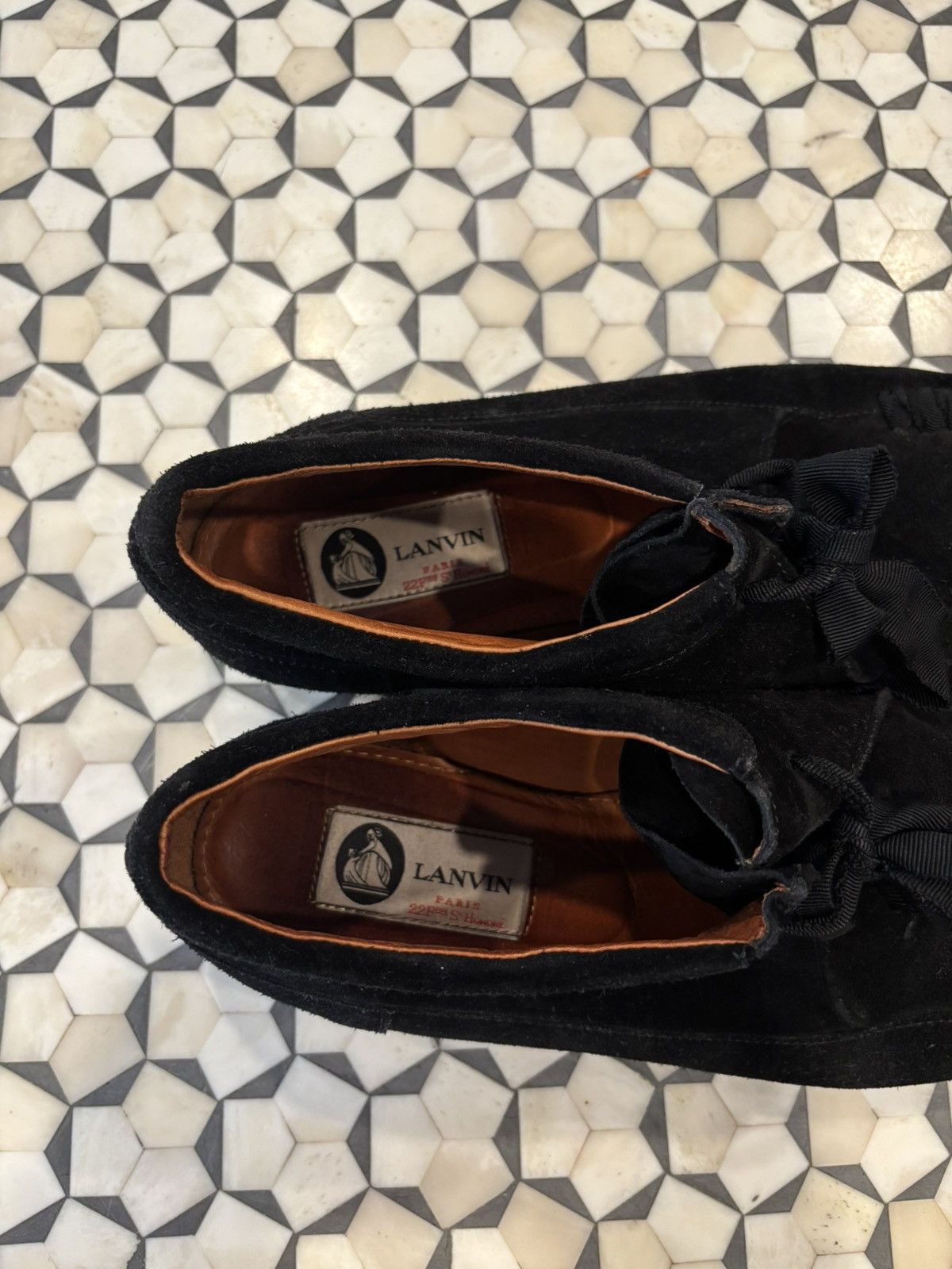 Lanvin LANVIN Black Suede Lace Up Moccasins Size US 8.5 / IT 38.5 - 4 Thumbnail