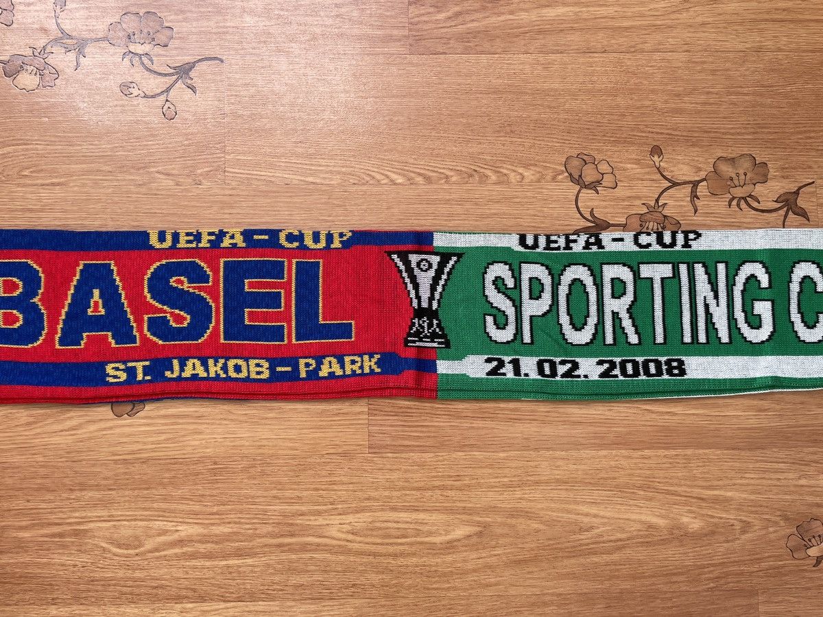 Vintage Sporting CP vs Basel UEFA Cup 2008 Football soccer scarf Size ONE SIZE - 4 Thumbnail