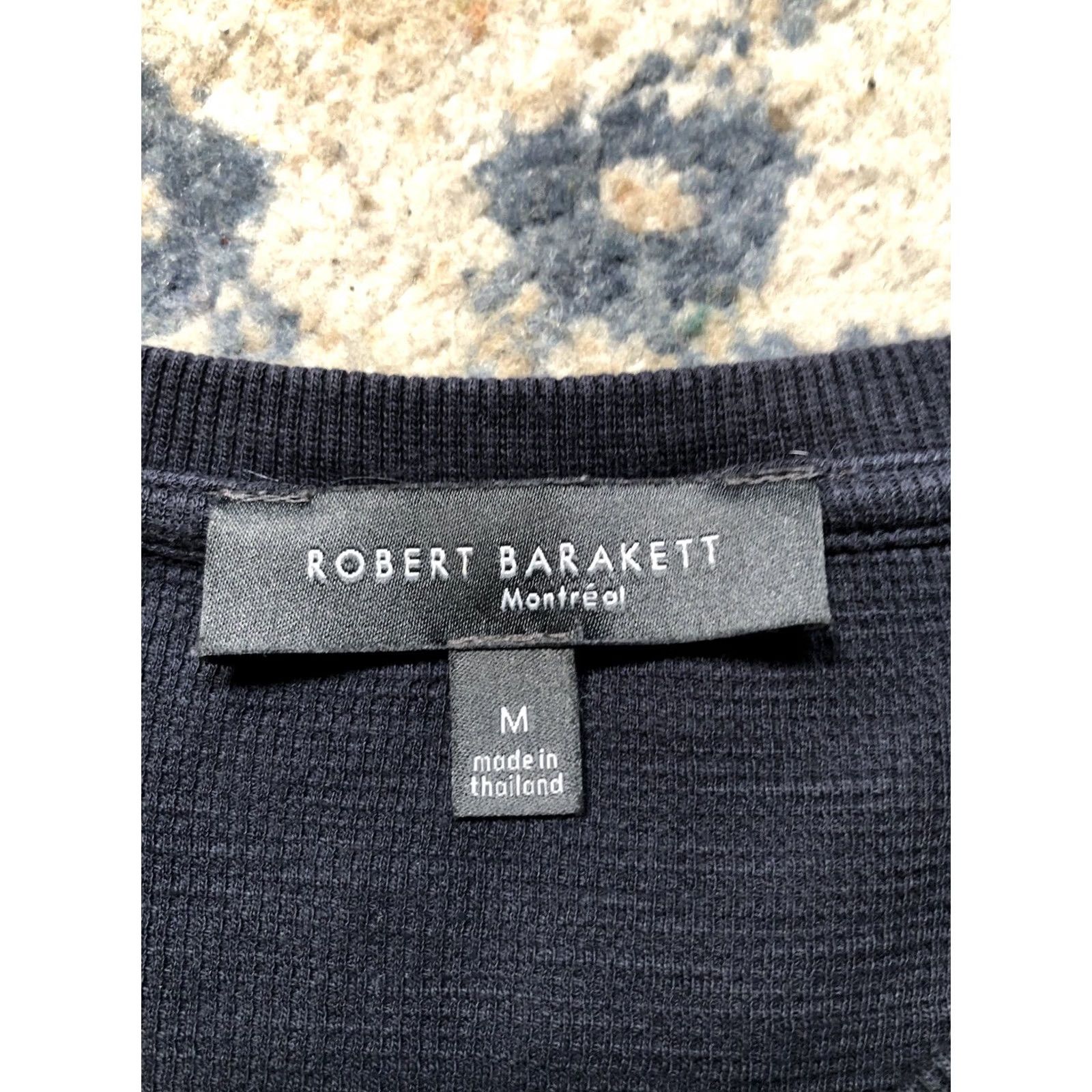 Vintage Robert Barakett T Shirt Mens Medium Blue Long Sleeve V Neck Waffle Knit Stretch Size US M / EU 48-50 / 2 - 7 Thumbnail