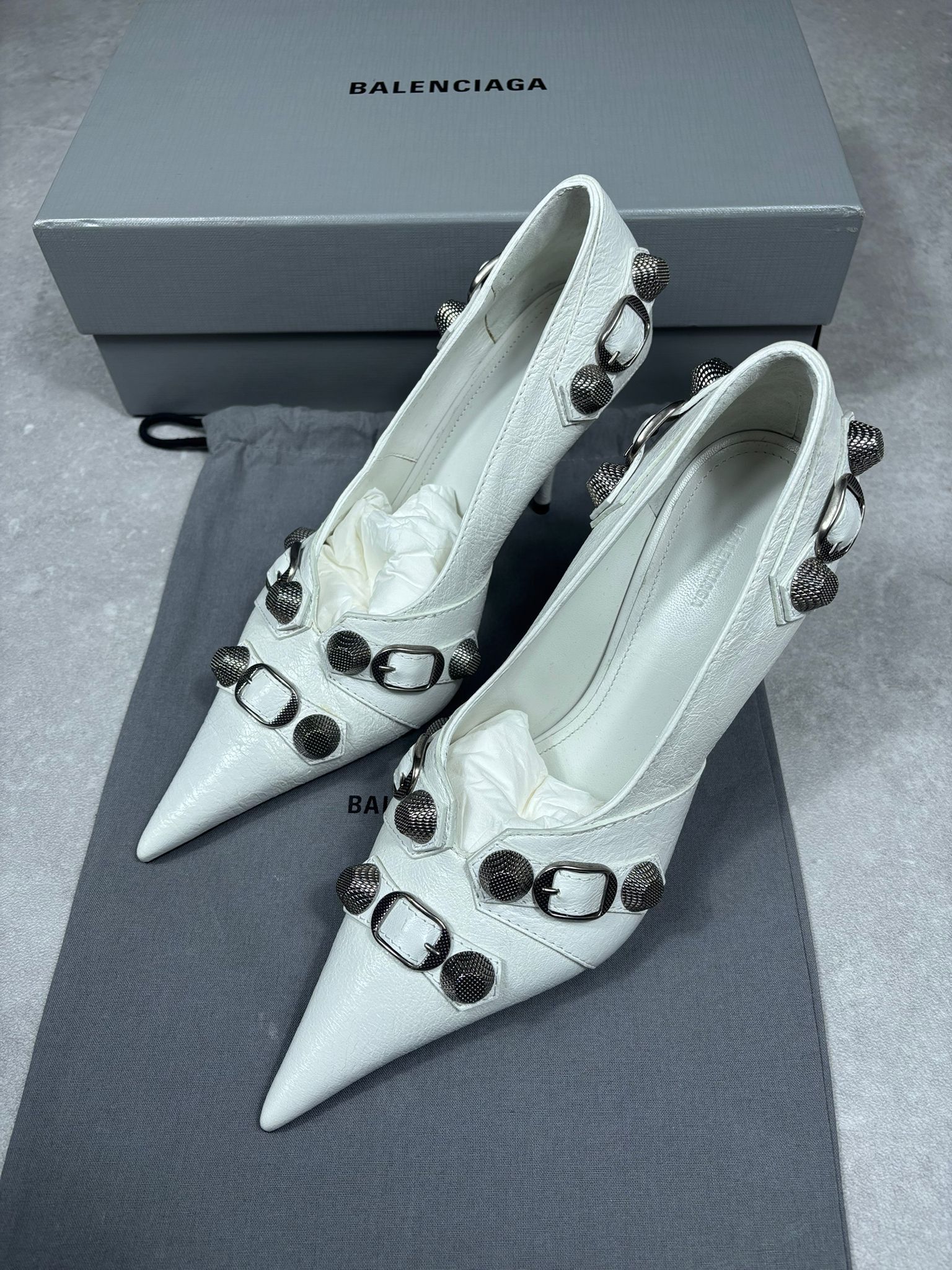 Balenciaga Balenciaga Cagole Pump H90 Arena White Aged Nickel US 8 Size US 8 / IT 38 - 2 Thumbnail