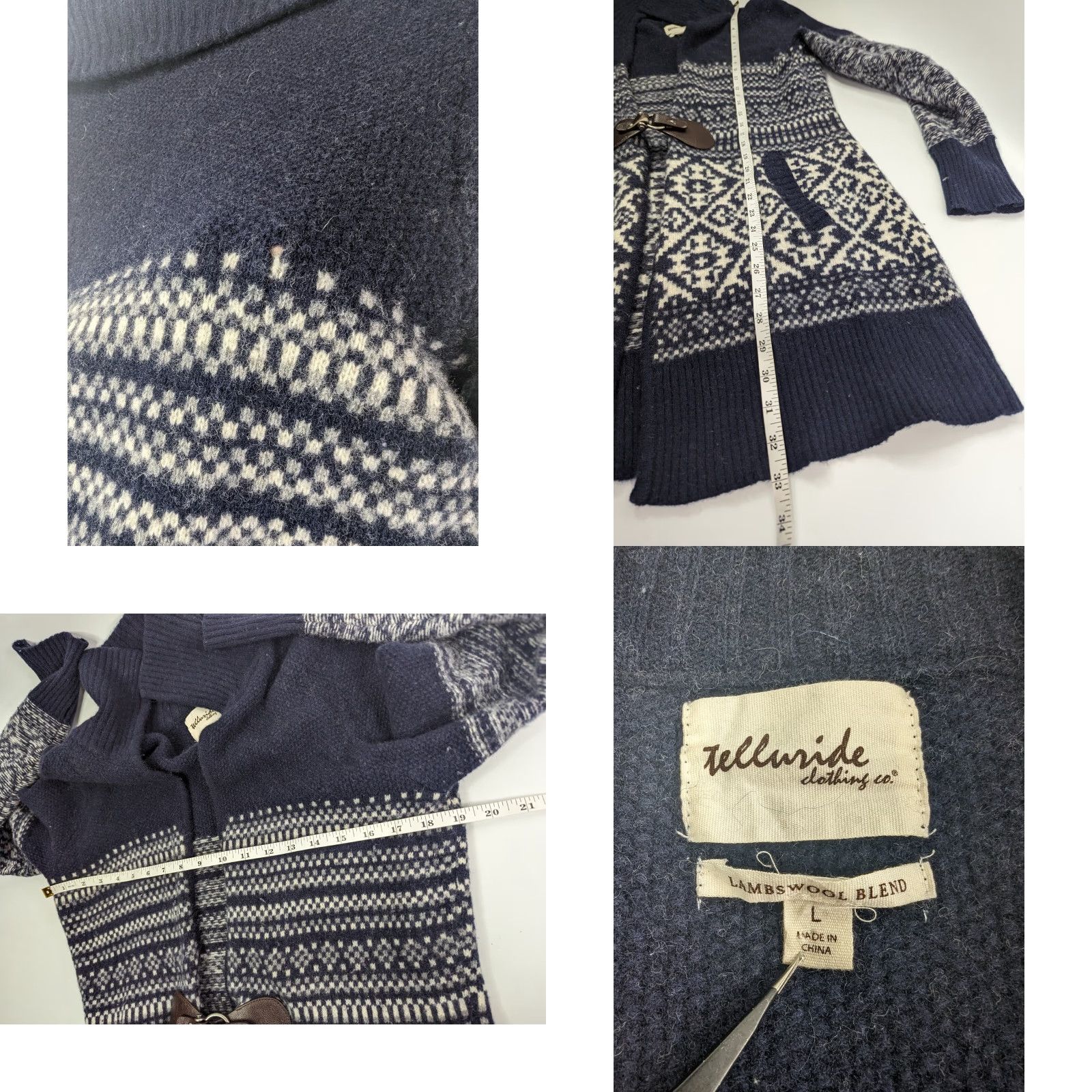 Vintage **Telluride Fair Isle Wool Knit Cardigan Dress L Womens Navy** User: **Telluride Fair Isle Lambswool Blend Cardigan Dress L Womens Navy** Size L / US 10 / IT 46 - 8 Thumbnail