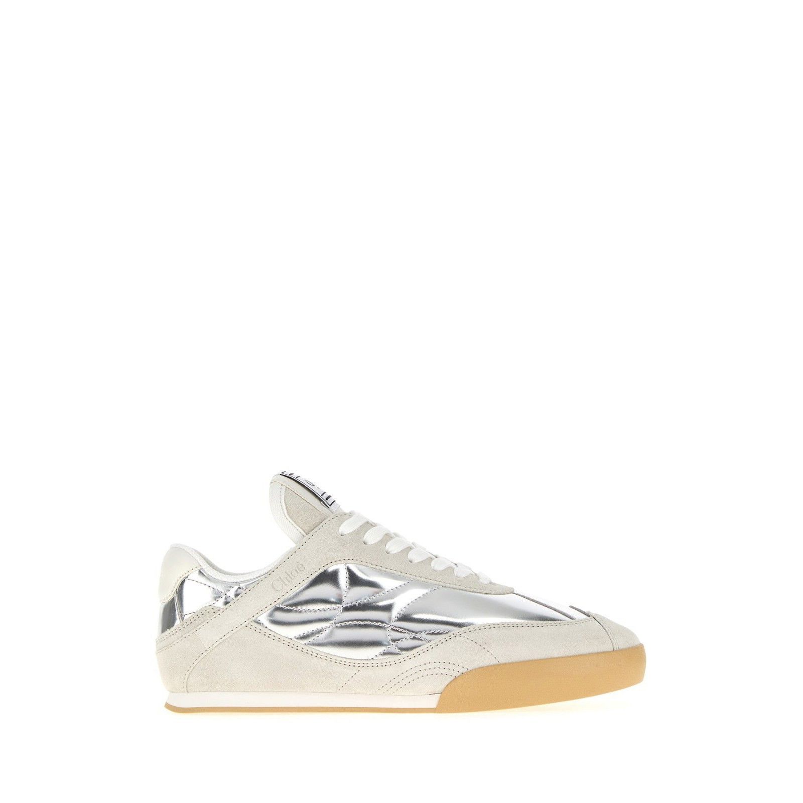 CHLOE Kick Two Tone Silver Leather Sneakers New & Authentic