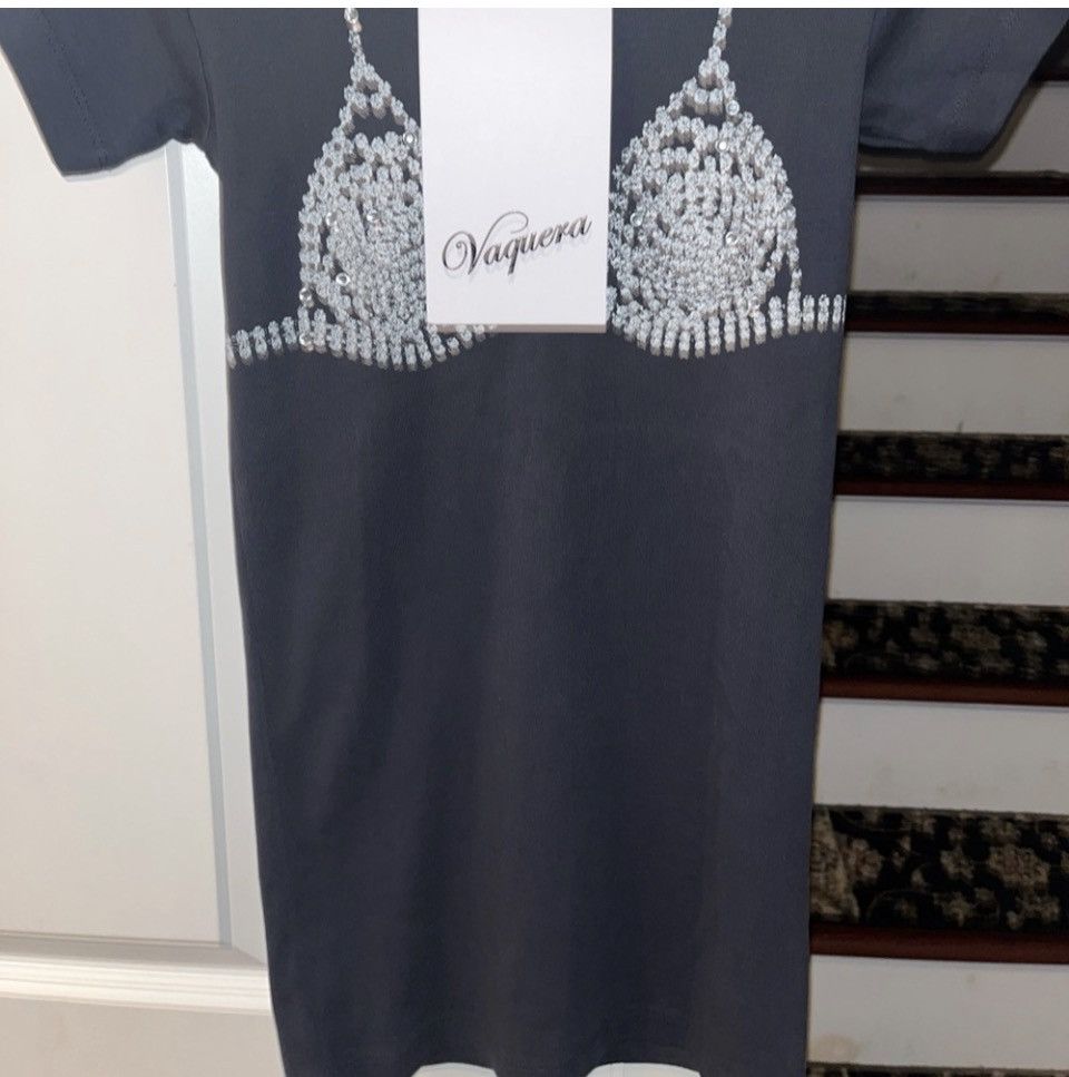 Vaquera Vaquera Black Diamante Bra Tshirt Size S / US 4 / IT 40 - 3 Thumbnail