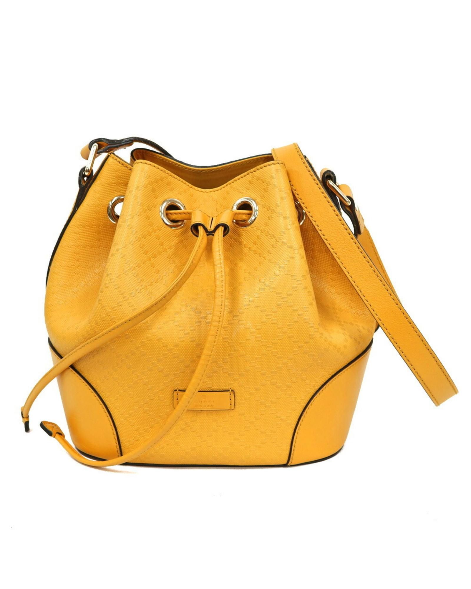 image of Gucci Luxury Diamante Leather Drawstring Shoulder Bag in Yellow, Women's
