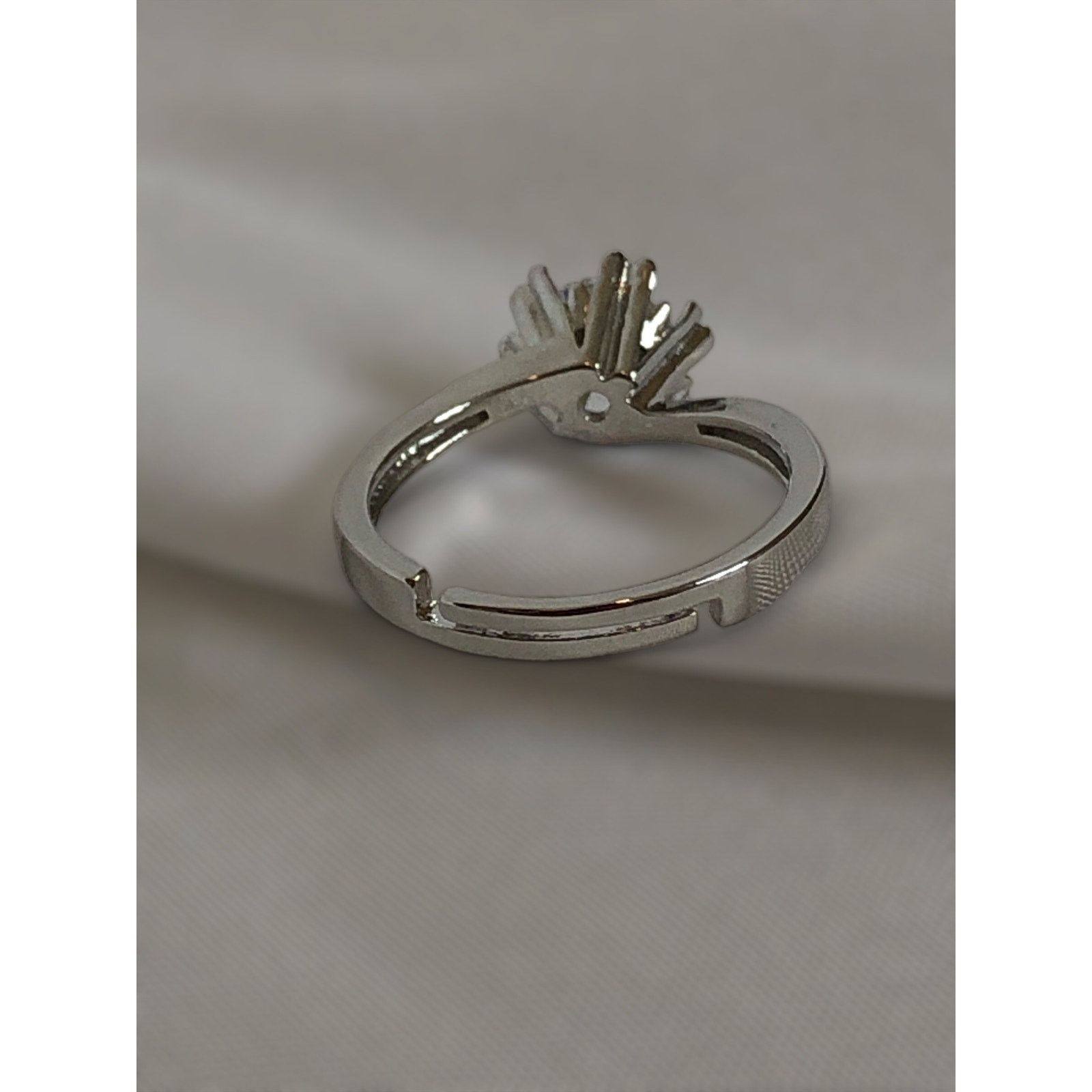 Other Cubic Zirconia Sterling Silver Ring Heart Prongs Adjustable Size ONE SIZE - 5 Thumbnail