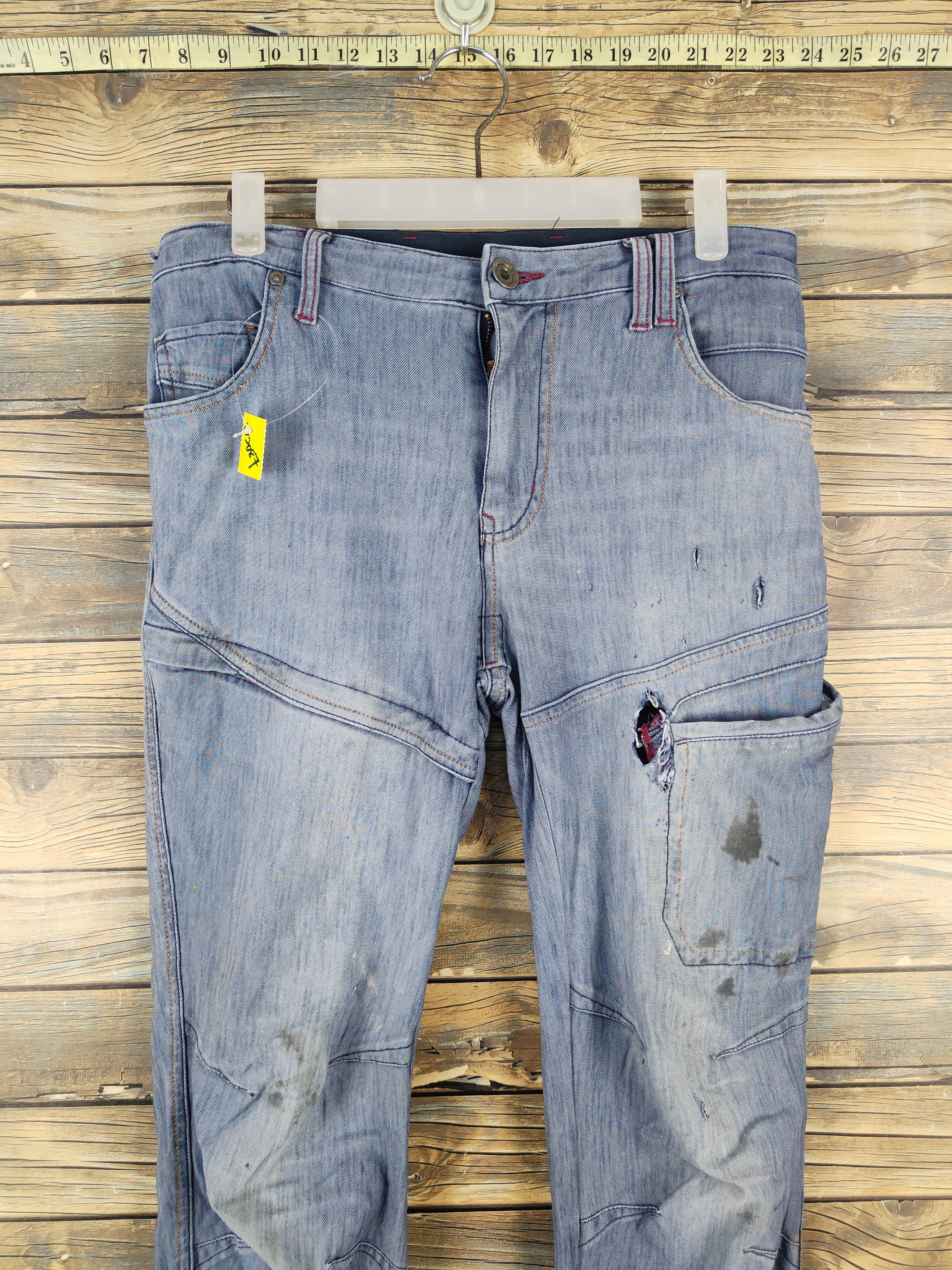 Japanese Brand FieldCore Blue Distressed Ripped Soft Jeans #W2087 Size US 30 / EU 46 - 2 Thumbnail