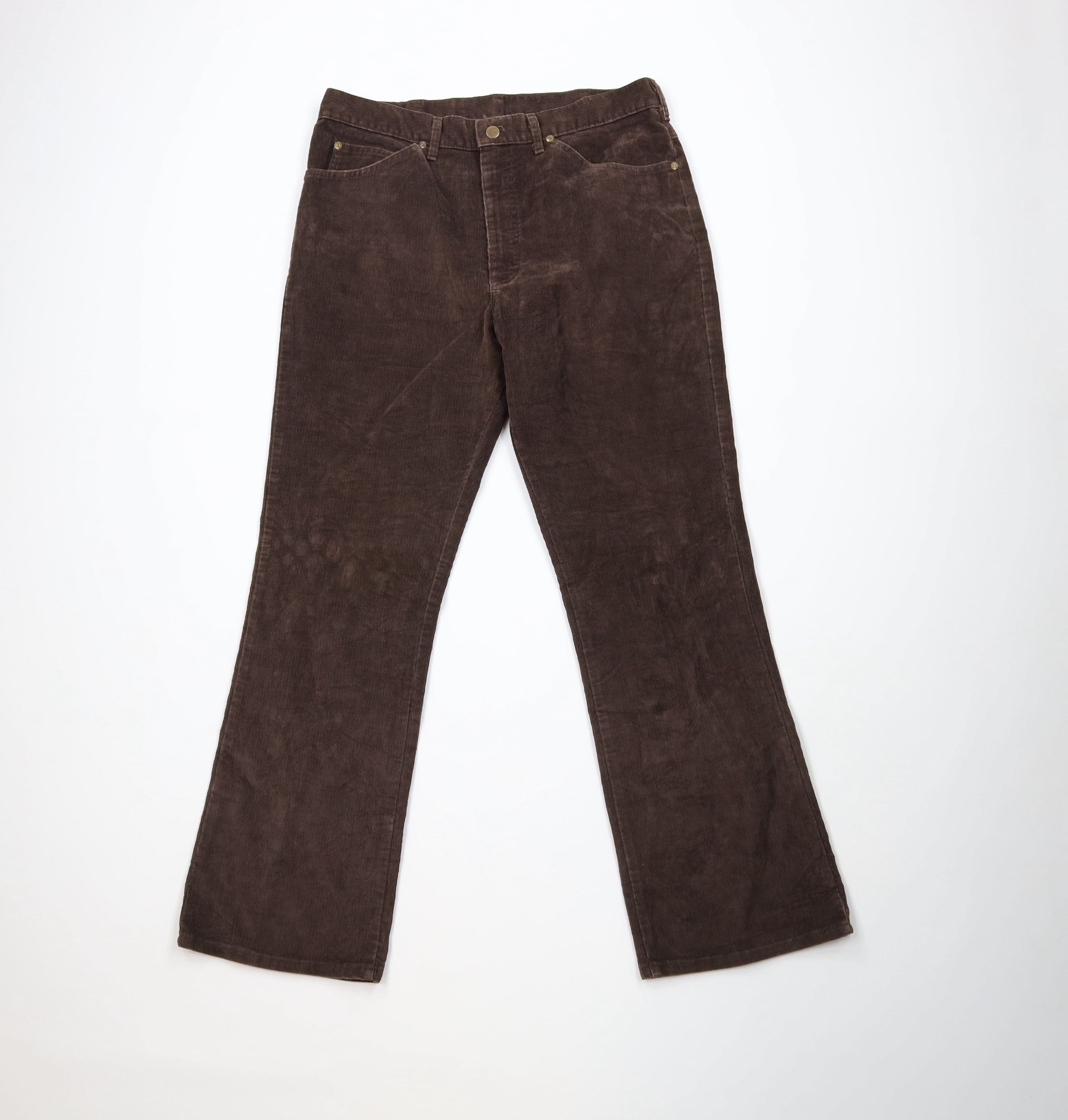 Lee Vintage 70s Lee Wide Leg Corduroy Chino Pants Brown USA Size US 34 / EU 50 - 1 Thumbnail
