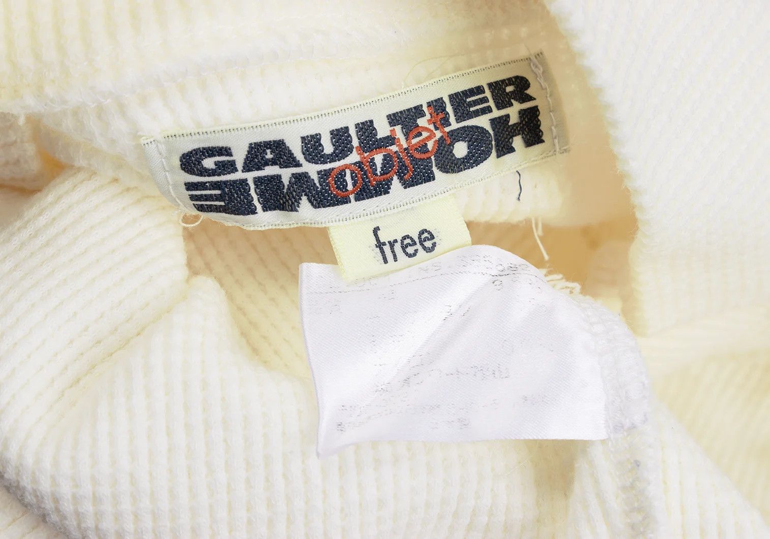 Jean Paul Gaultier Waffle Half-Zip Cut and Sewn Top in Natural Color Size US M / EU 48-50 / 2 - 16 Thumbnail