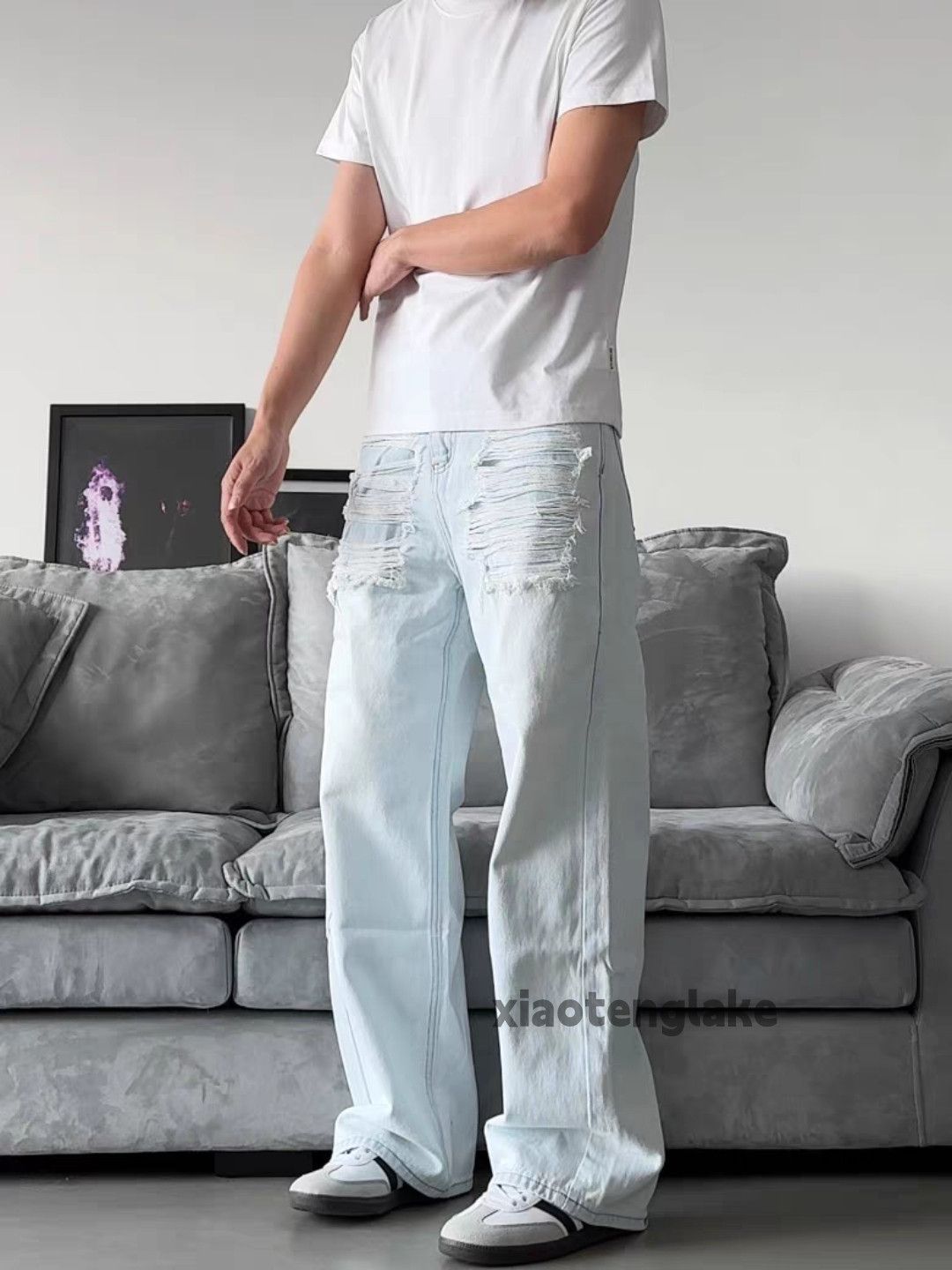 Jean × Vintage washed faded cleanfit yuppie y2k damaged jeans Size US 32 / EU 48 - 1 Thumbnail