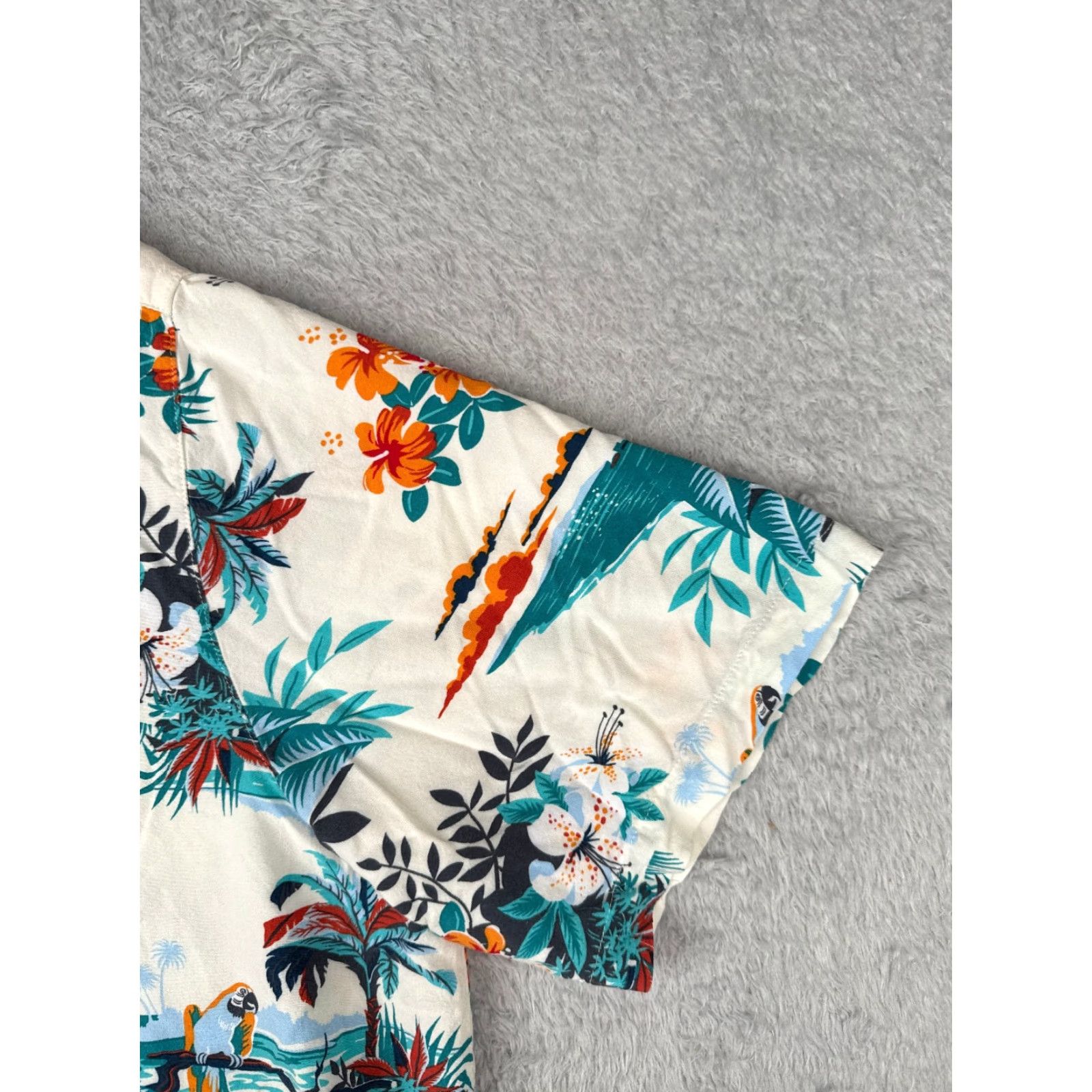 George VINTAGE George Shirt Mens 3XL White Blue Floral Palm Hawaiian Button-Up Rayon Viscose Patterned Casual Short Sleeve Mens 3XL Size US XXL / EU 58 / 5 - 2 Thumbnail